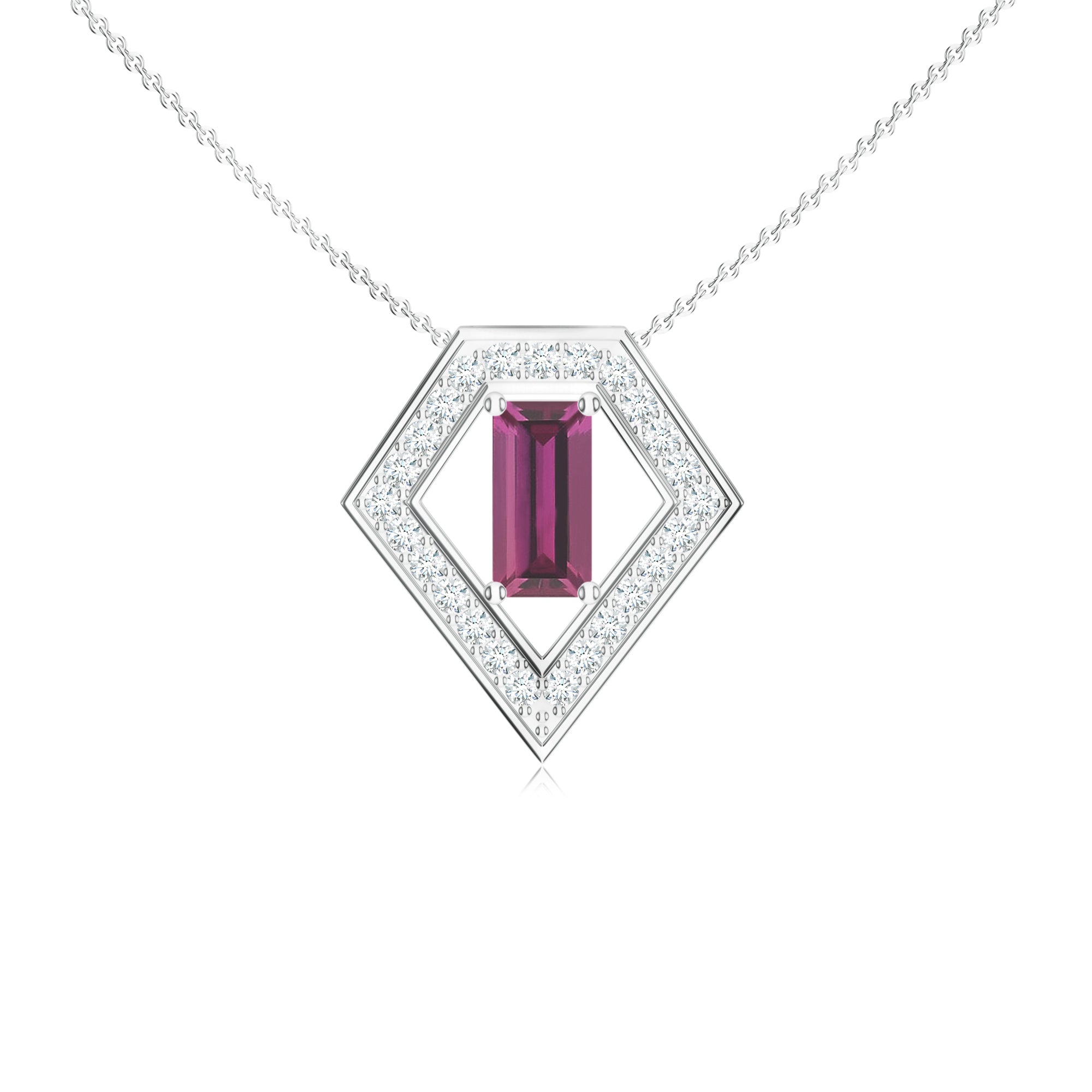 Rhodolite Garnet and Moissanite 925 Sterling Silver Pendant For Women