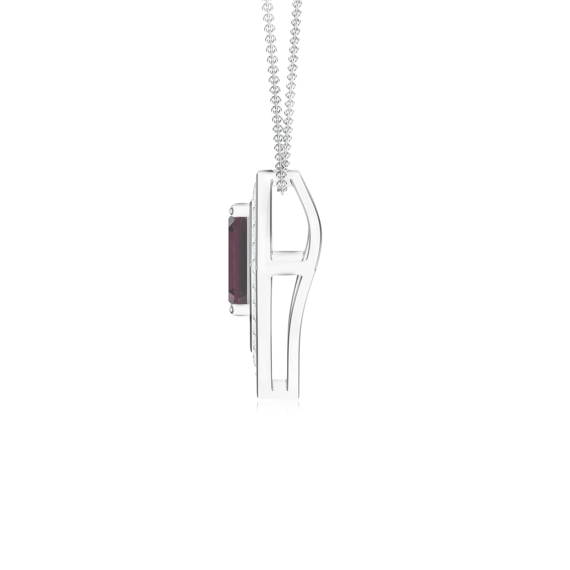 Rhodolite Garnet and Moissanite 925 Sterling Silver Pendant For Women