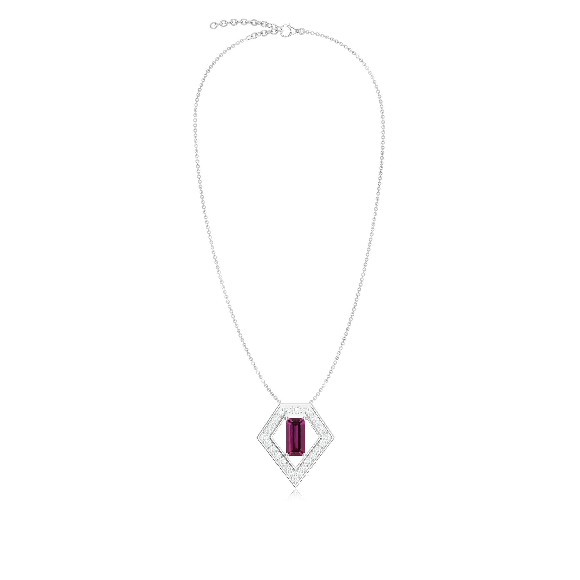 Rhodolite Garnet and Moissanite 925 Sterling Silver Pendant For Women