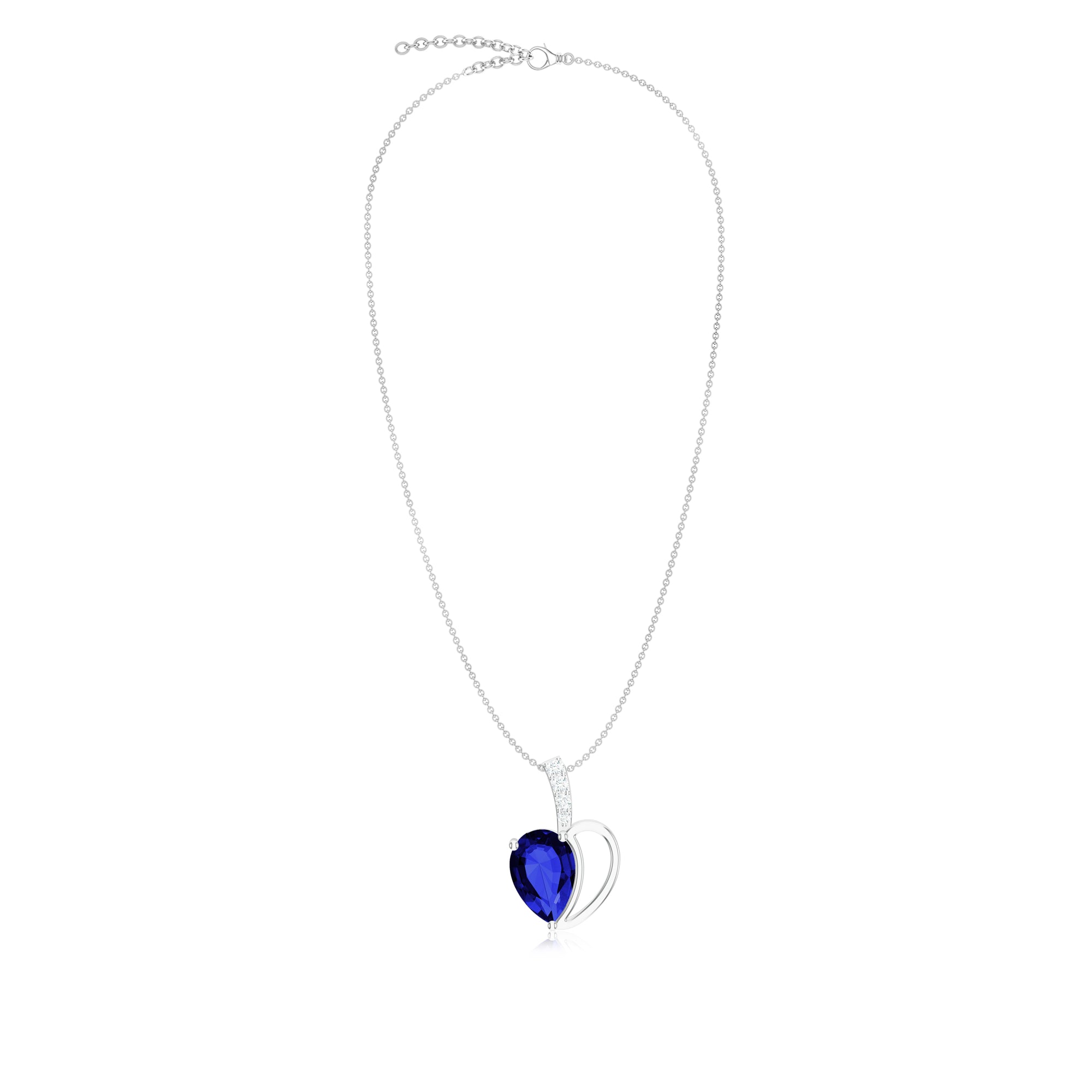 Heart Iolite and Moissanite 925 Sterling Silver Pendant For Women