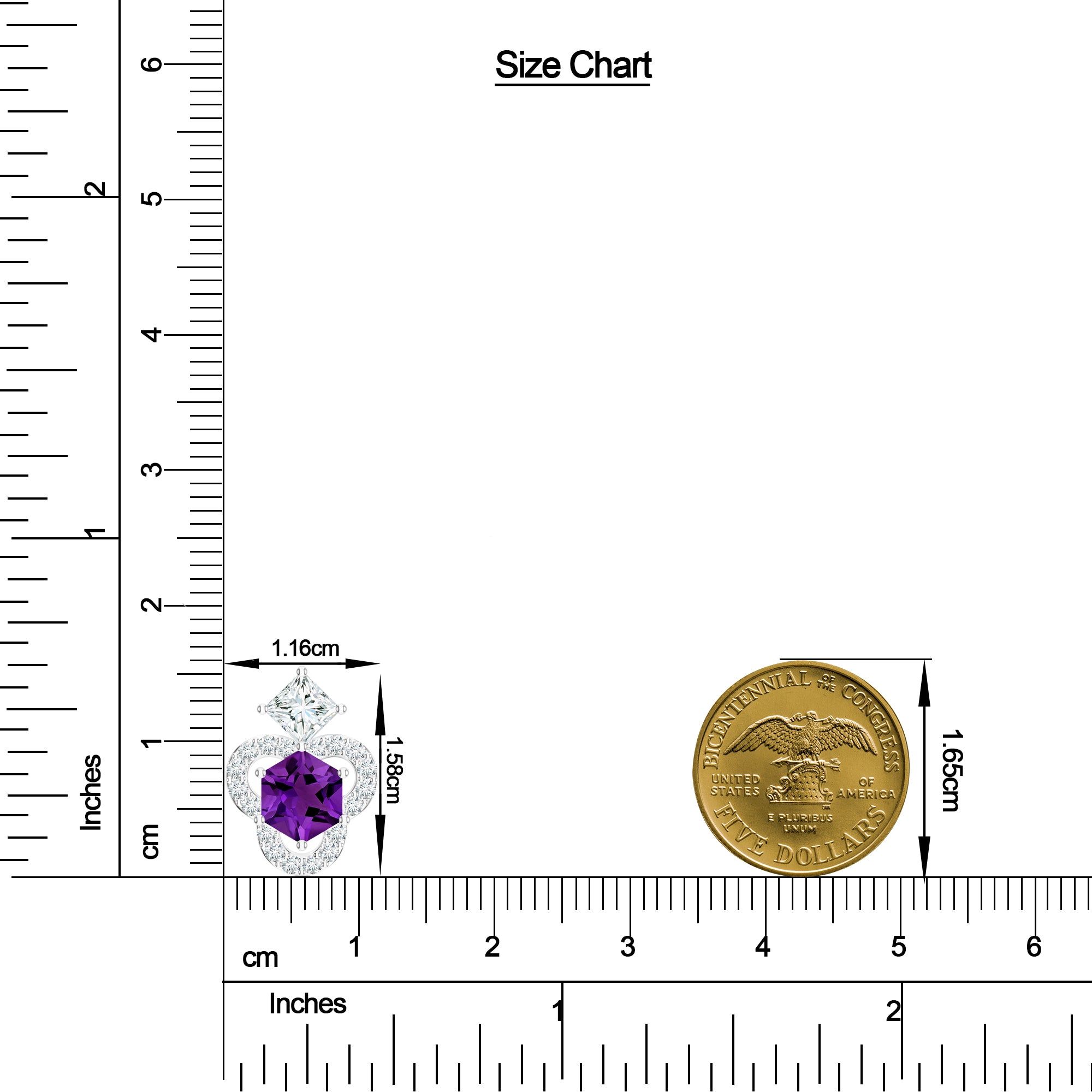 Abstract Amethyst and Moissanite 925 Sterling Silver Pendant For Women