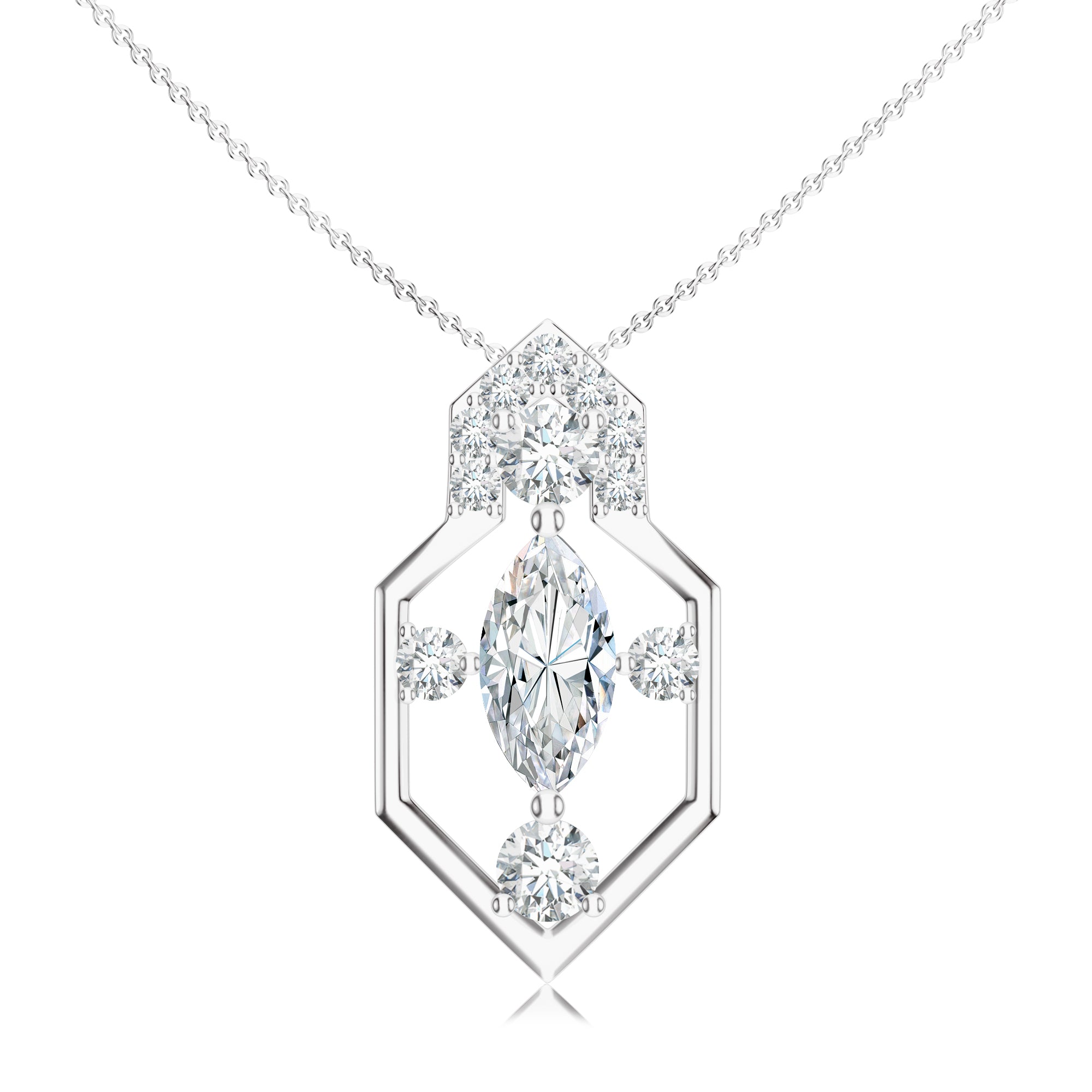 Geometrical Moissanite 925 Sterling Silver Pendant For Women