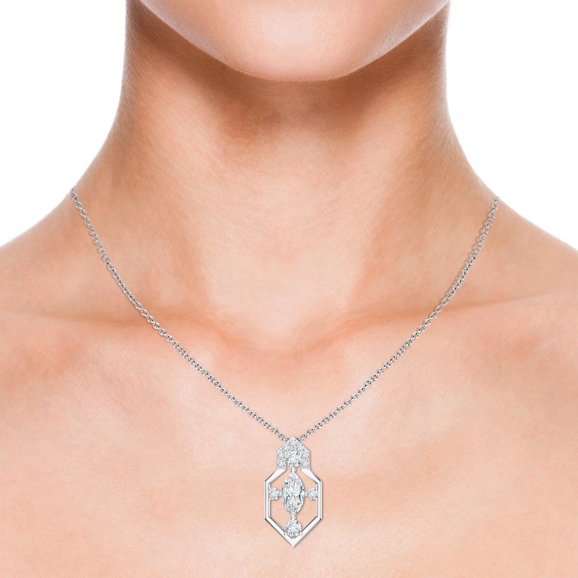 Geometrical Moissanite 925 Sterling Silver Pendant For Women