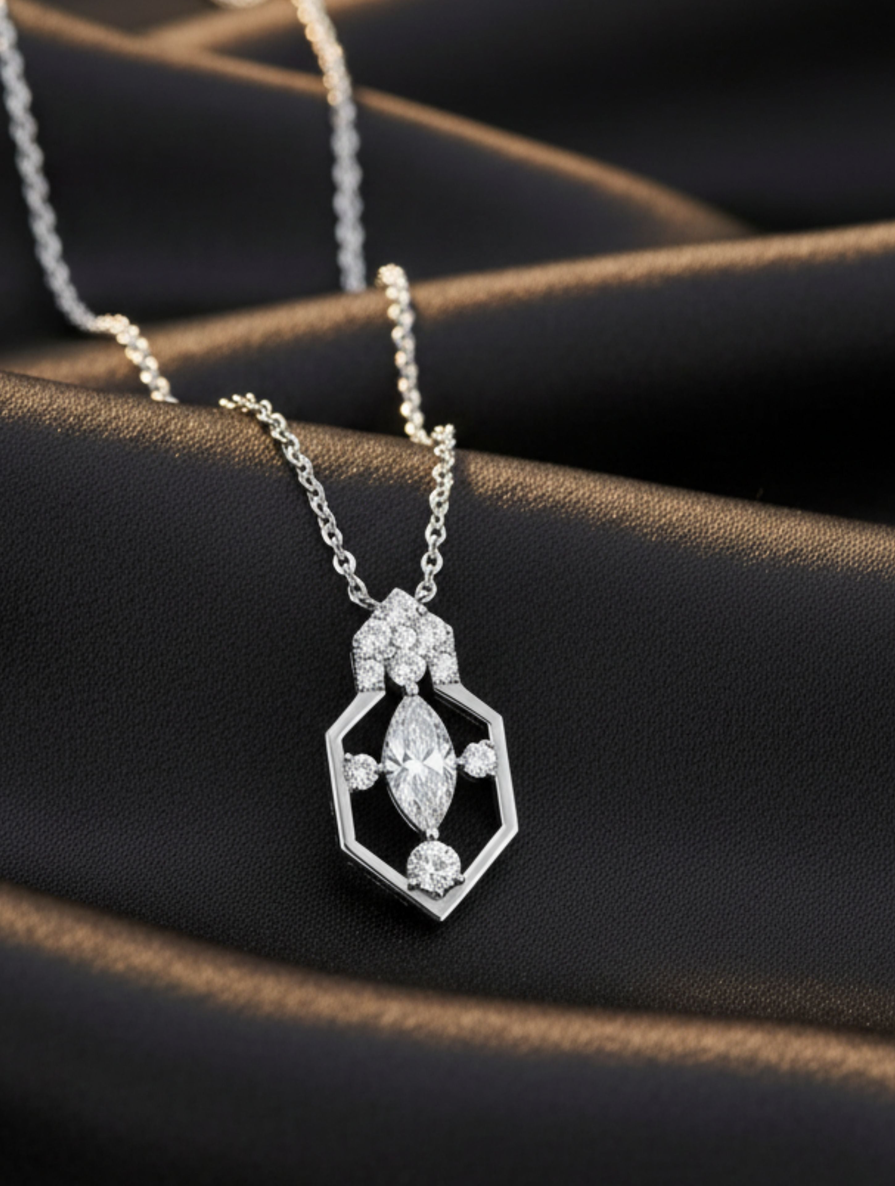 Geometrical Moissanite 925 Sterling Silver Pendant For Women