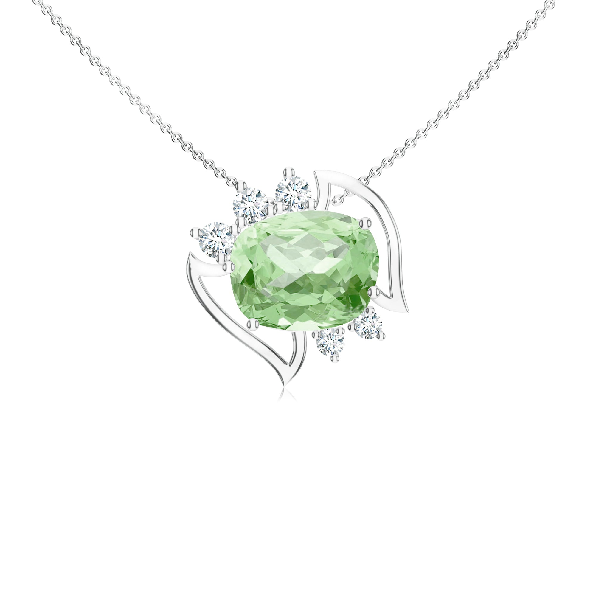 Green Amethyst & Moissanite Geometric 925 Sterling Silver Pendant For Women