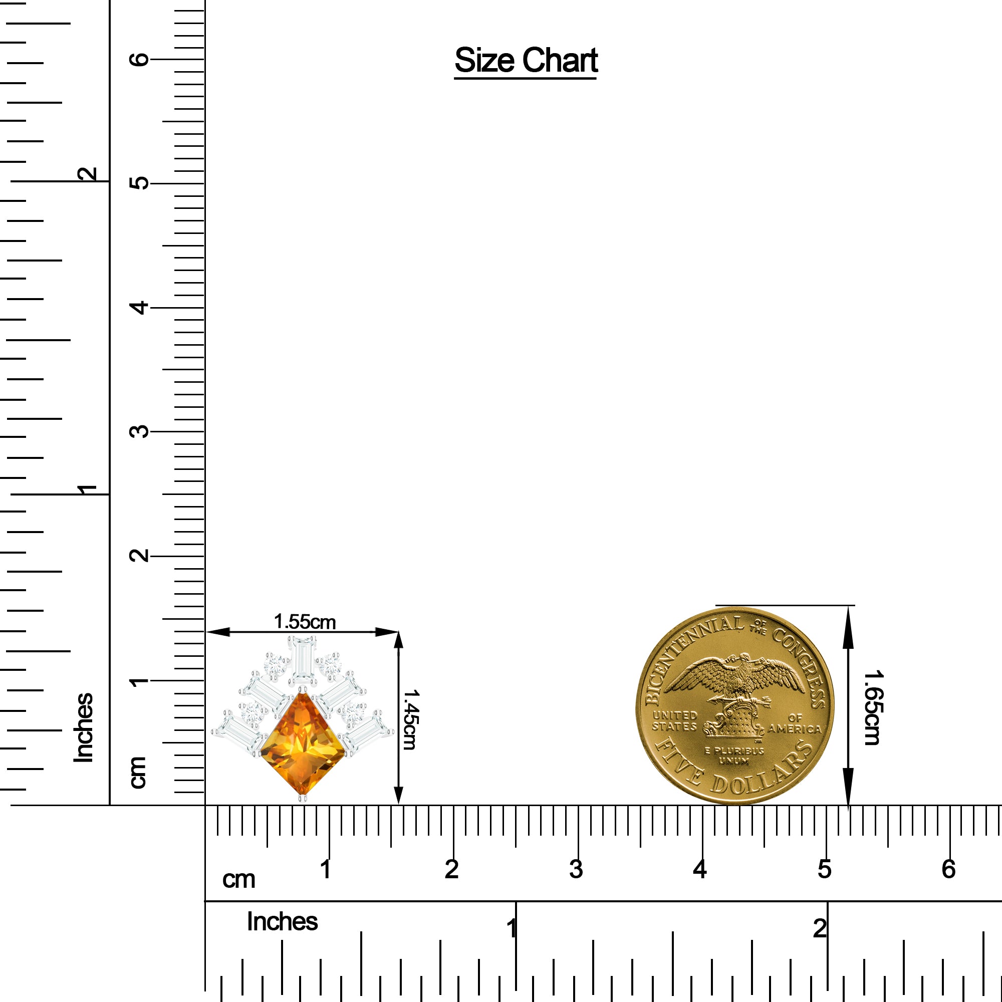 Citrine and Moissanite Geometric 925 Sterling Silver Pendant For Women