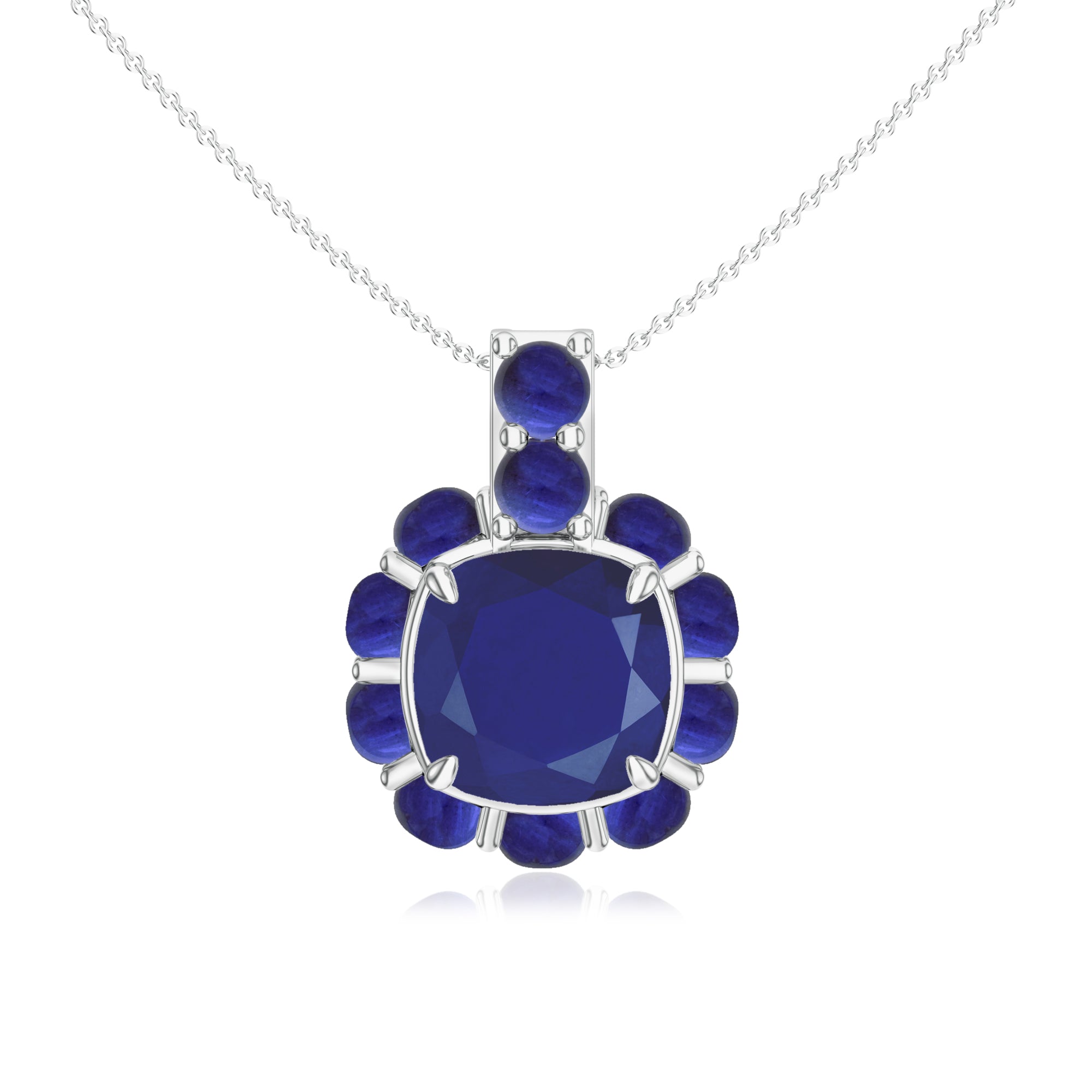 Cushion and Round-Shaped 925 Sterling Silver Pendant For Women