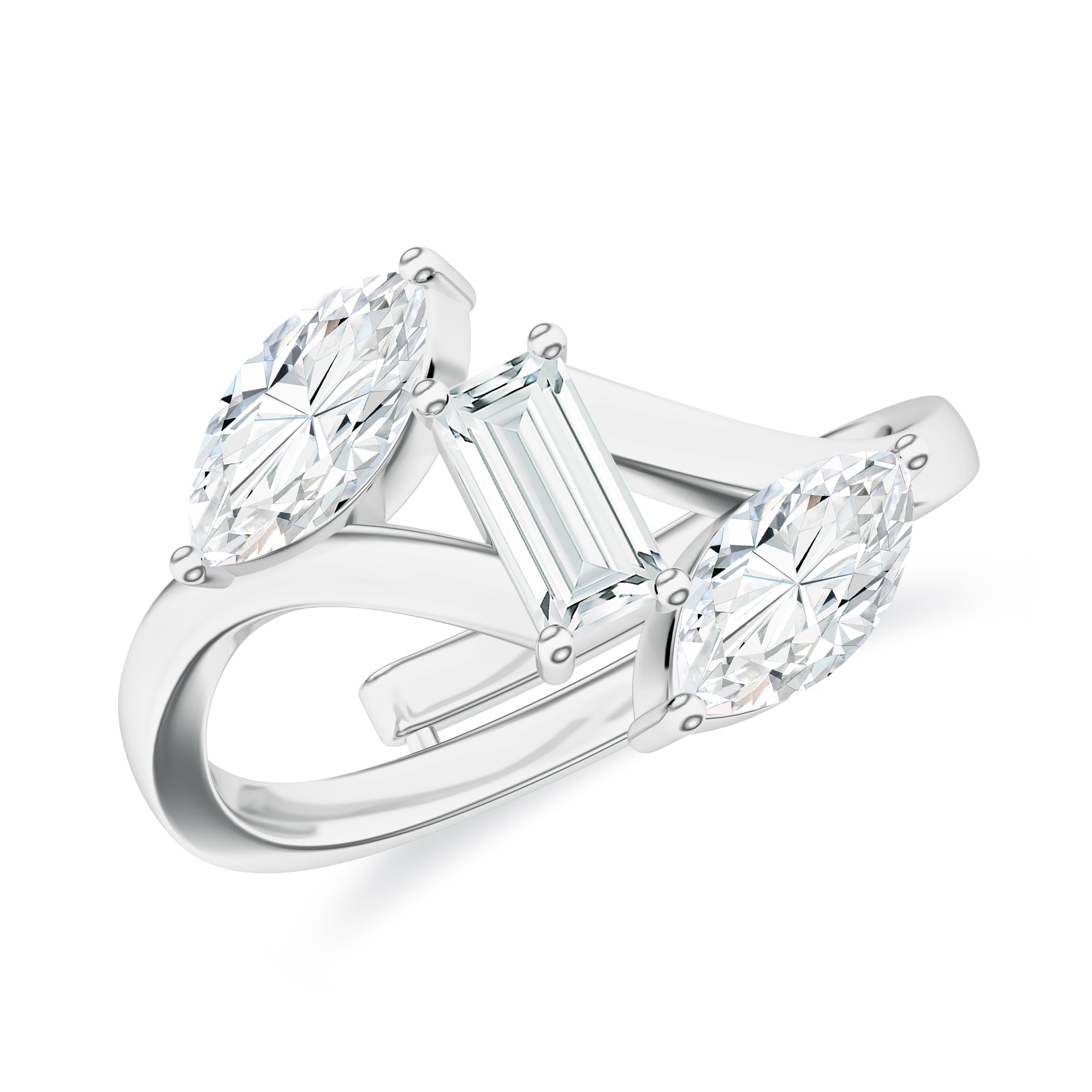 Moissanite Shapes 925 Sterling Silver Adjustable Ring For Women