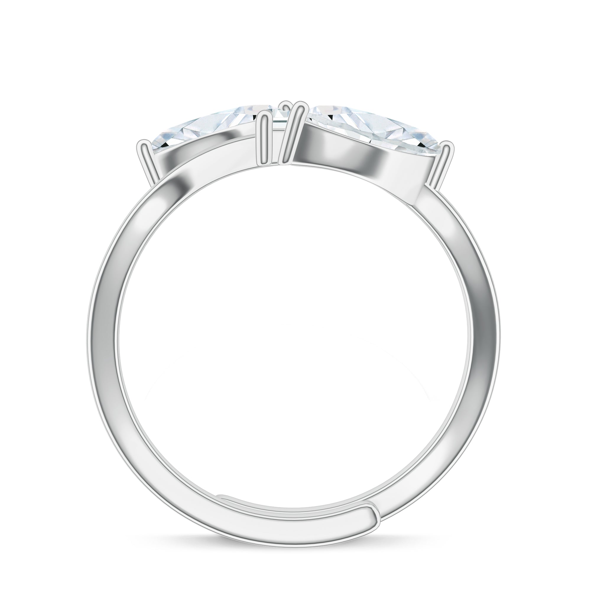 Moissanite Shapes 925 Sterling Silver Adjustable Ring For Women