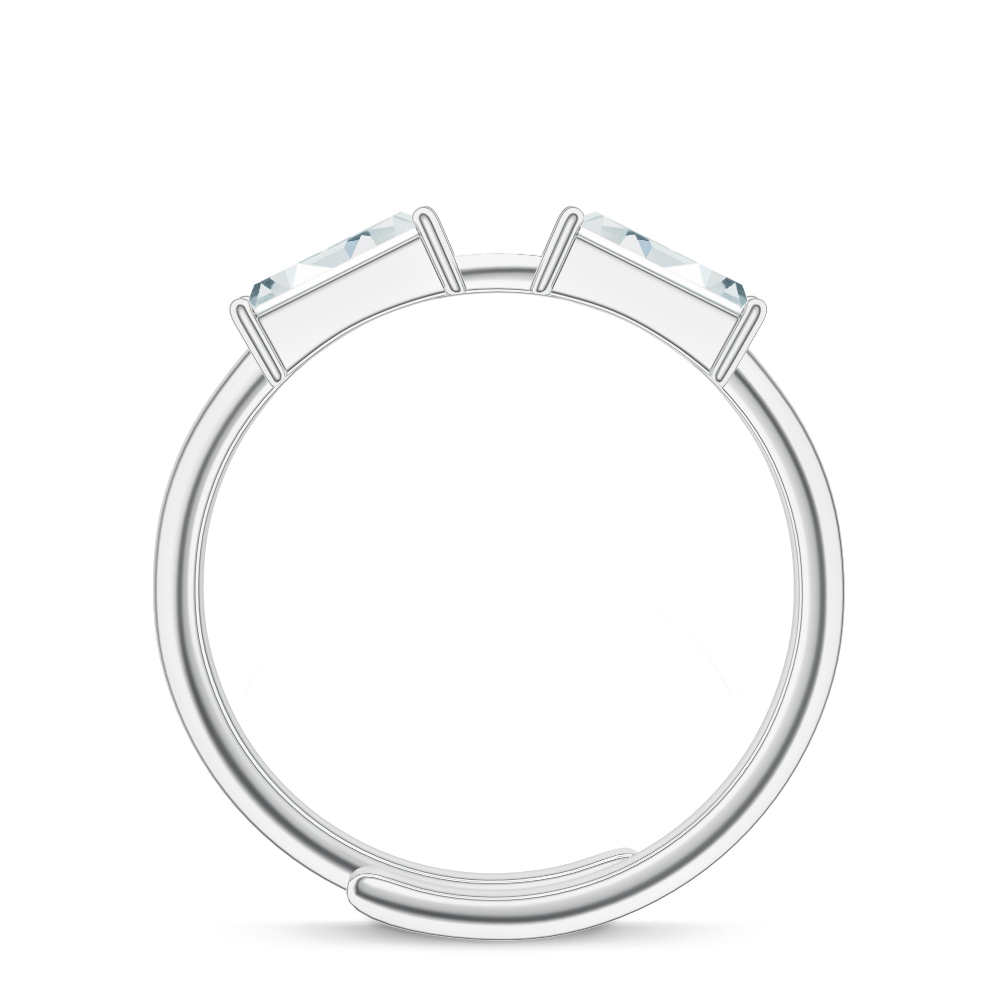 Baguette Moissanite 925 Sterling Silver Adjustable Ring For Women