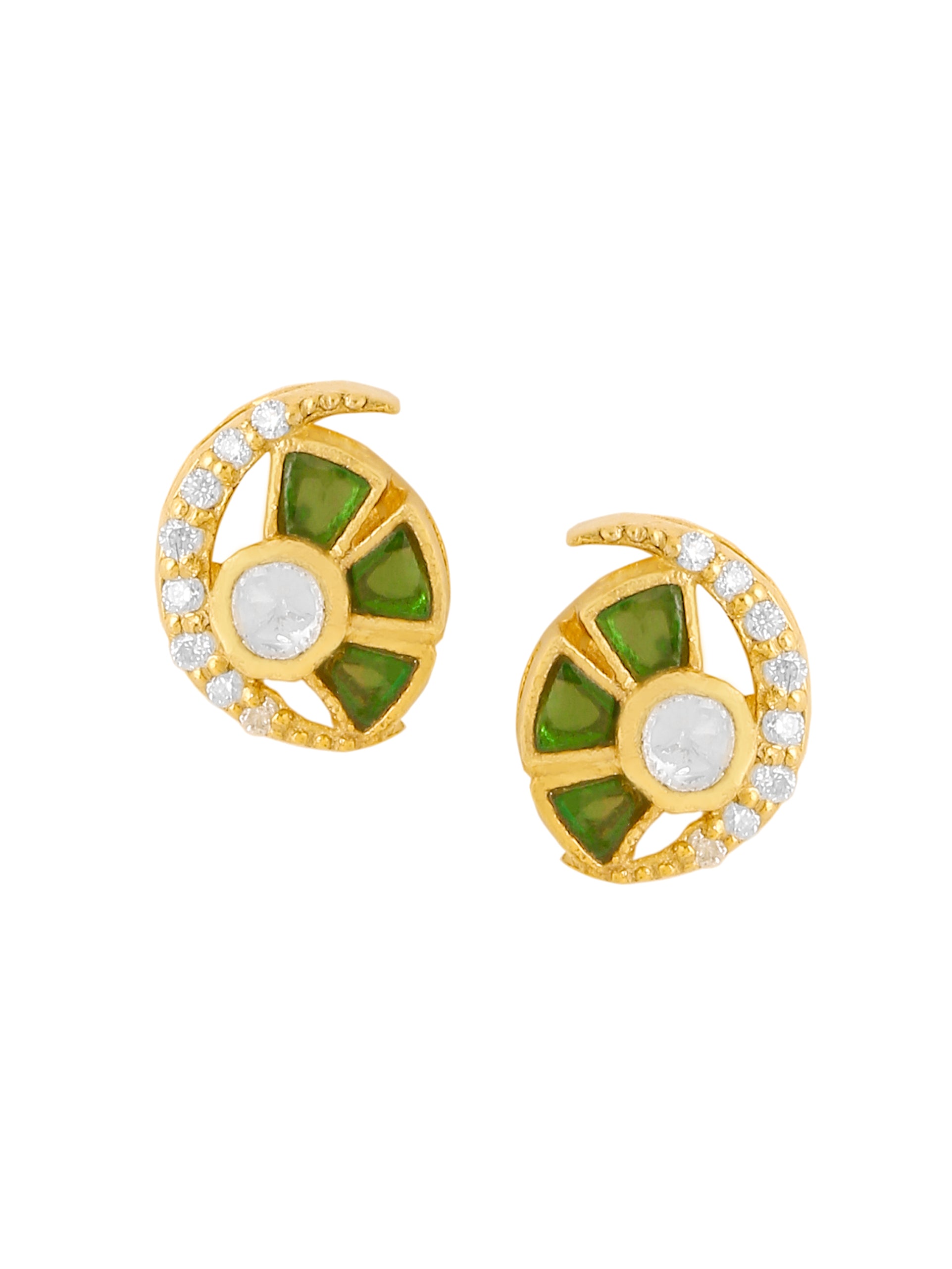 925 Sterling Silver Polki Moissanite Stud Earrings For Women