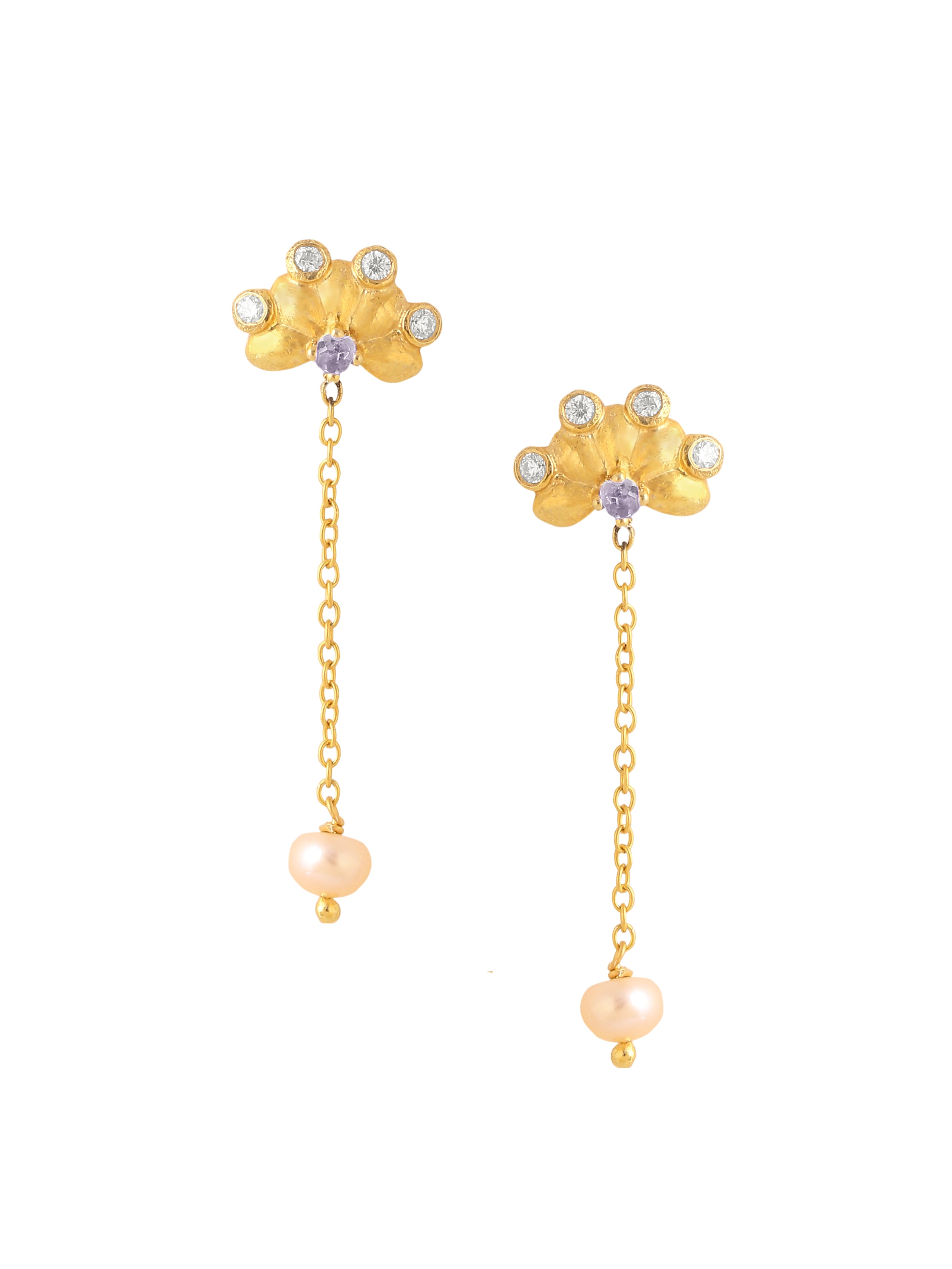 Pearl Floral Delight 925 Sterling Silver Earrings For Women