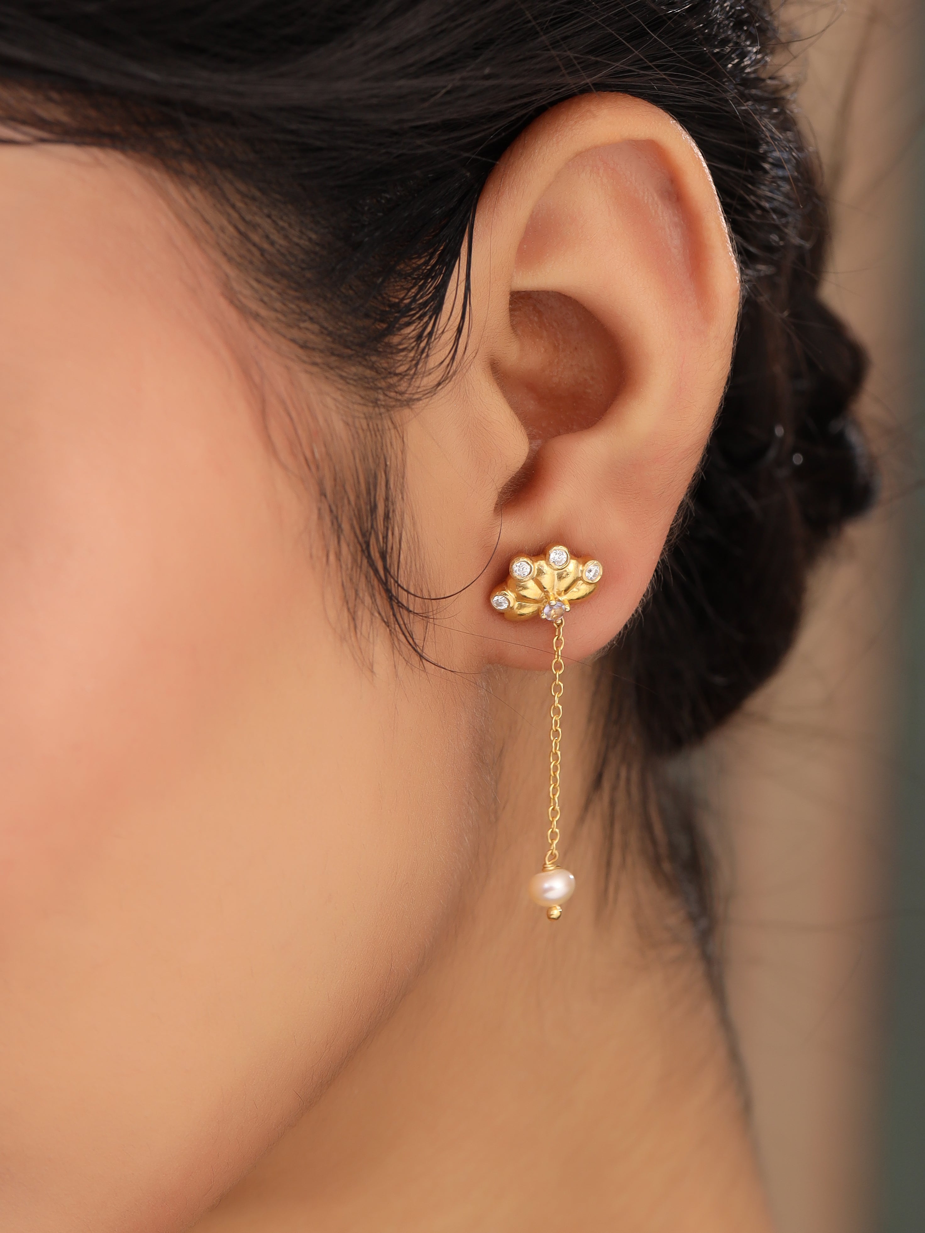 Pearl Floral Delight 925 Sterling Silver Earrings For Women