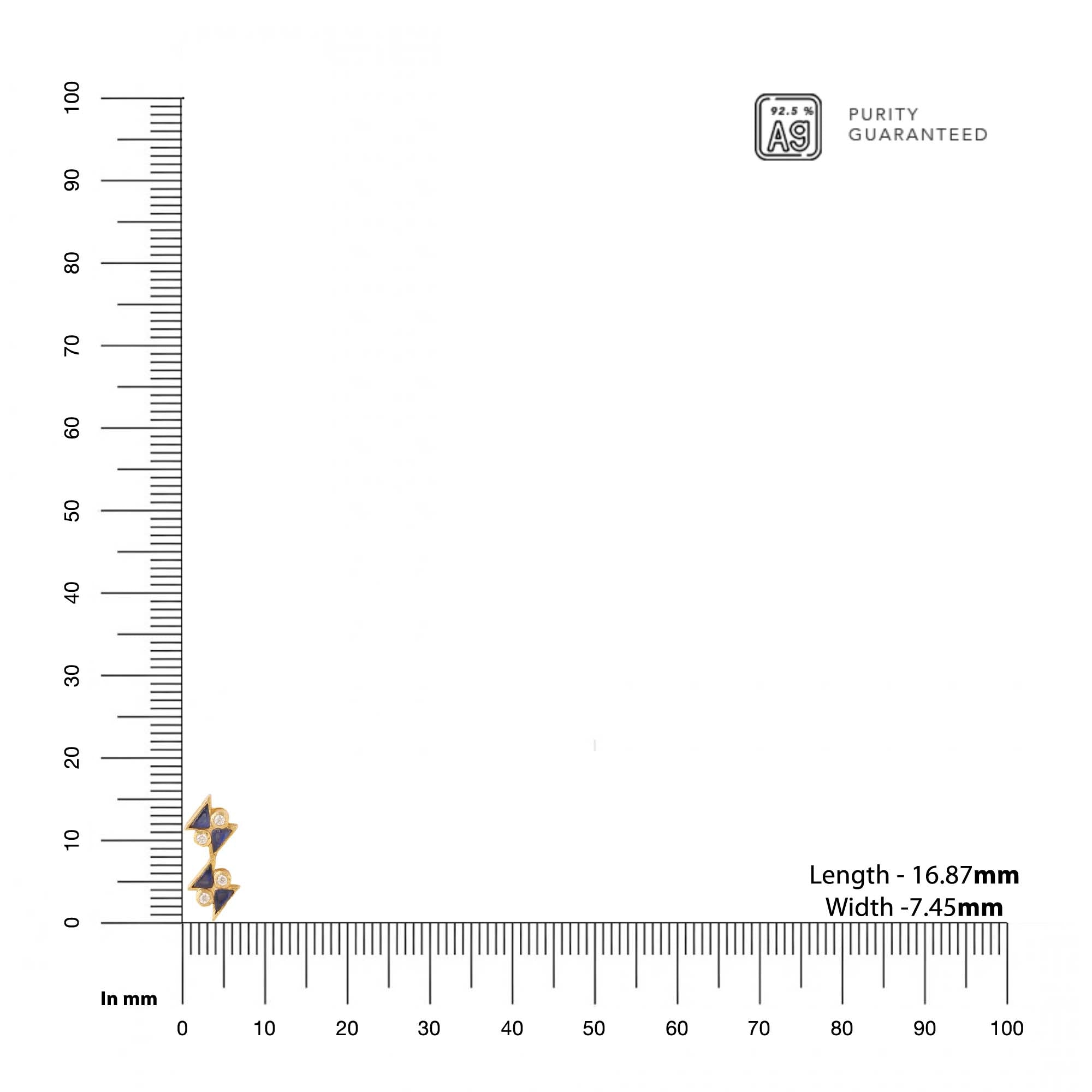 Midnight Blue Zig-Zag Stud Earrings – Gold Plated 925 Sterling Silver