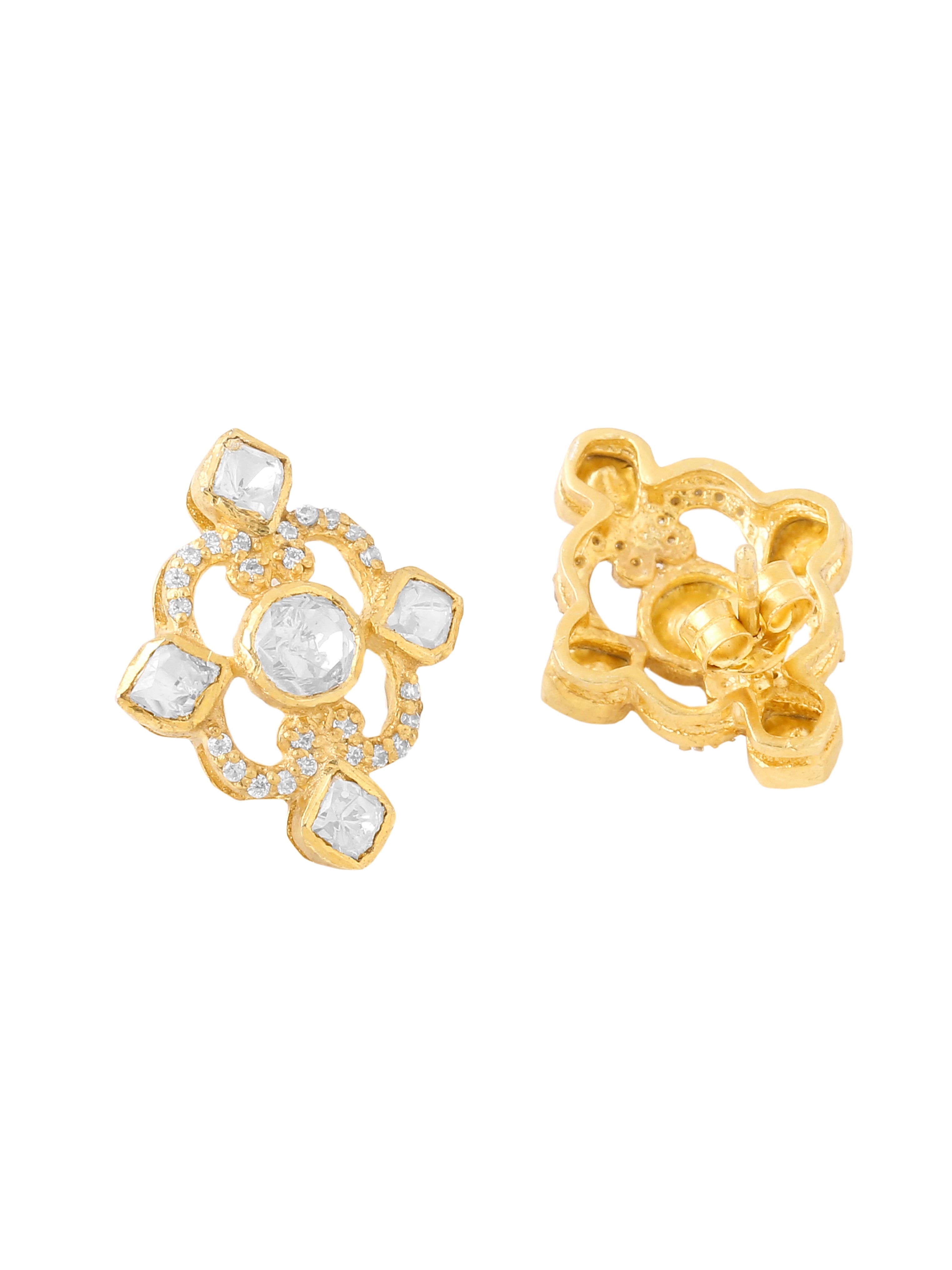 Eternal Swirl 24K Gold Plating 925 Sterling Silver Stud Earrings For Women