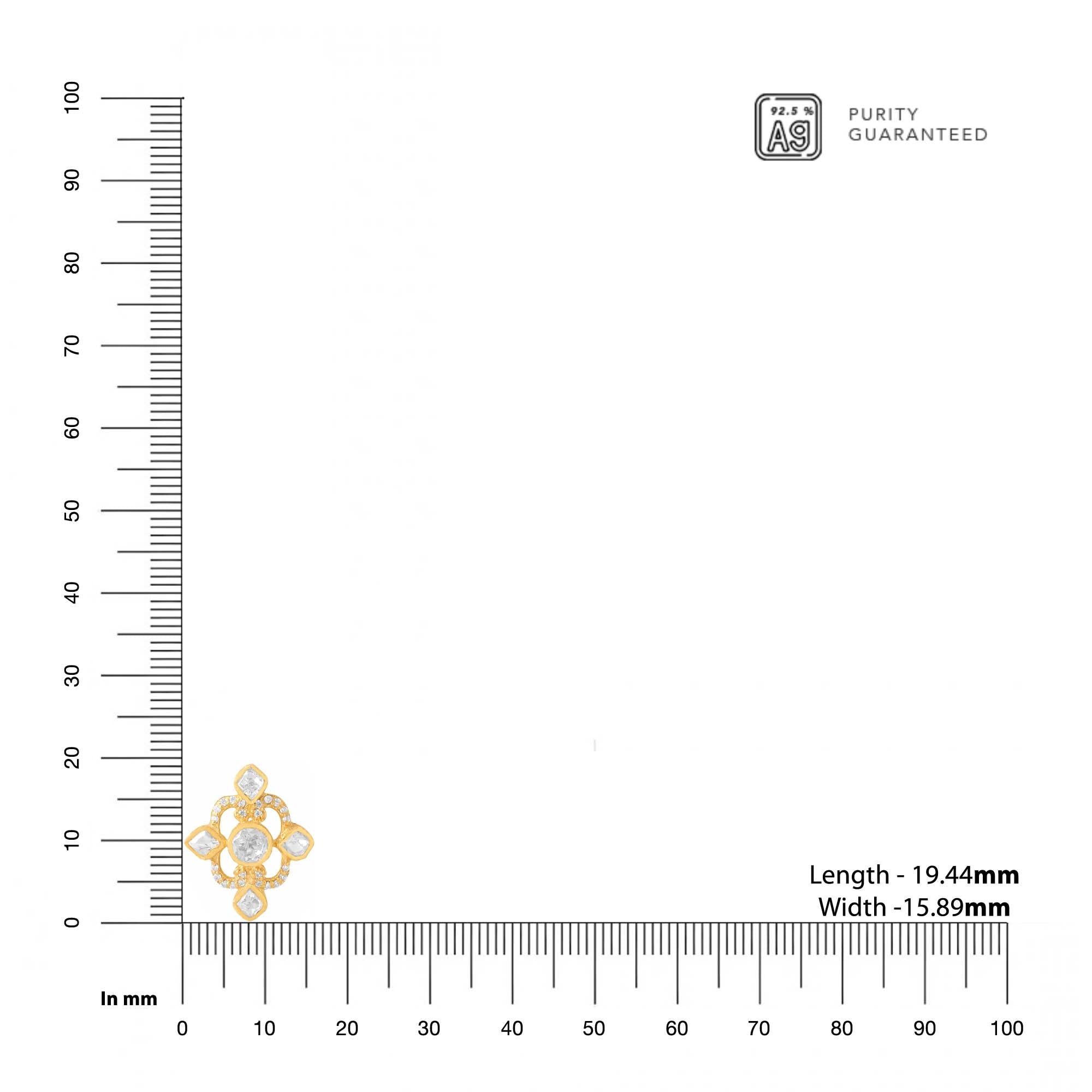 Moissanite and Polki Stud Earrings in Gold Plated 925 Sterling Silver