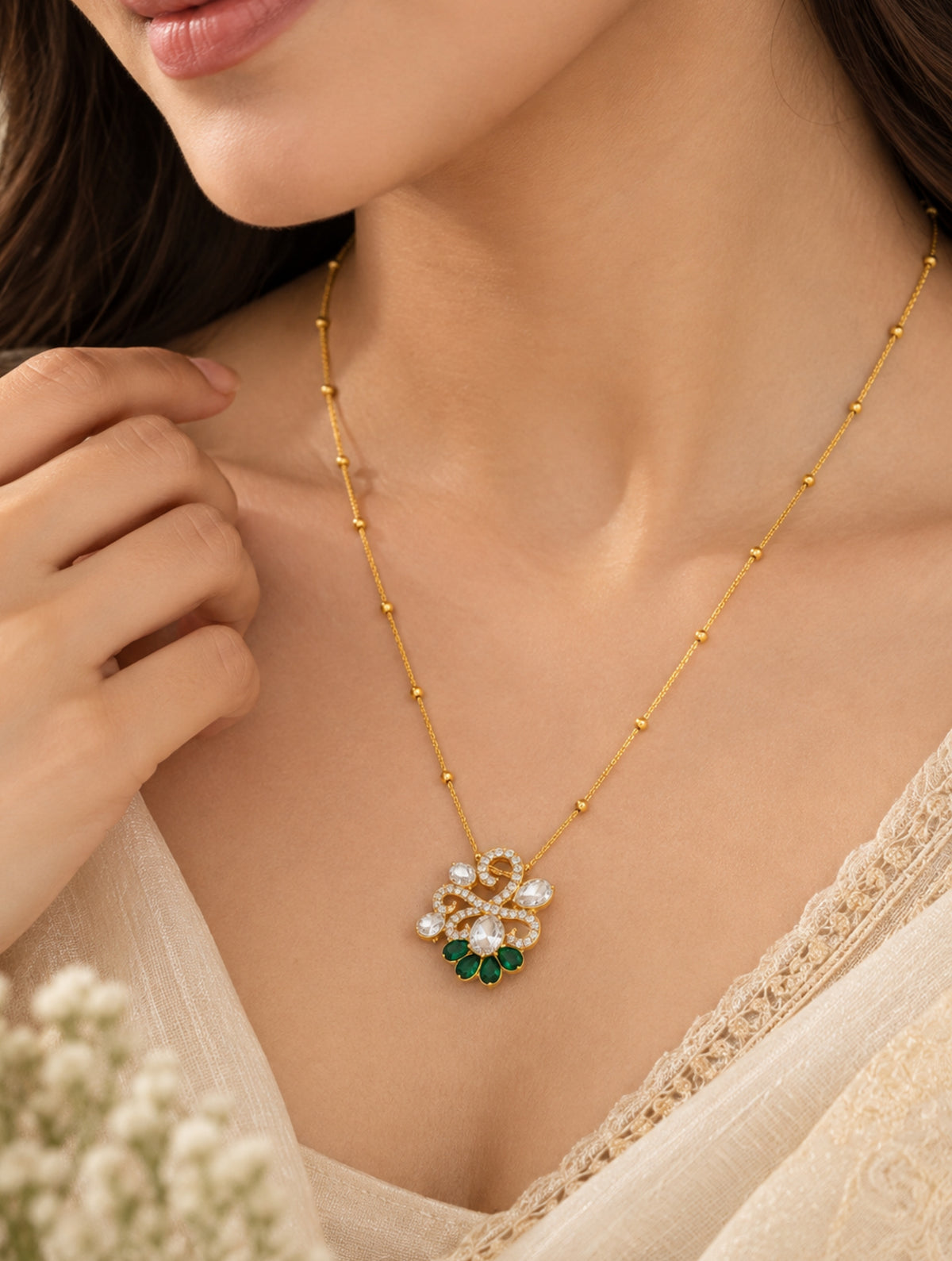 Stunning Gold-Plated 925 Sterling Silver Wedding Pendant For Women