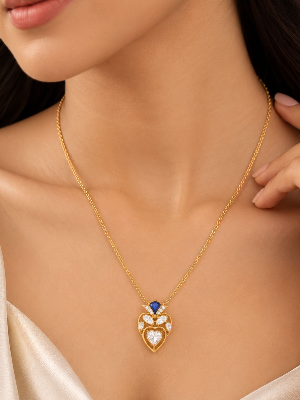 Vintage Mughal-Inspired Gold Plated 925 Sterling Silver Pendant For Women