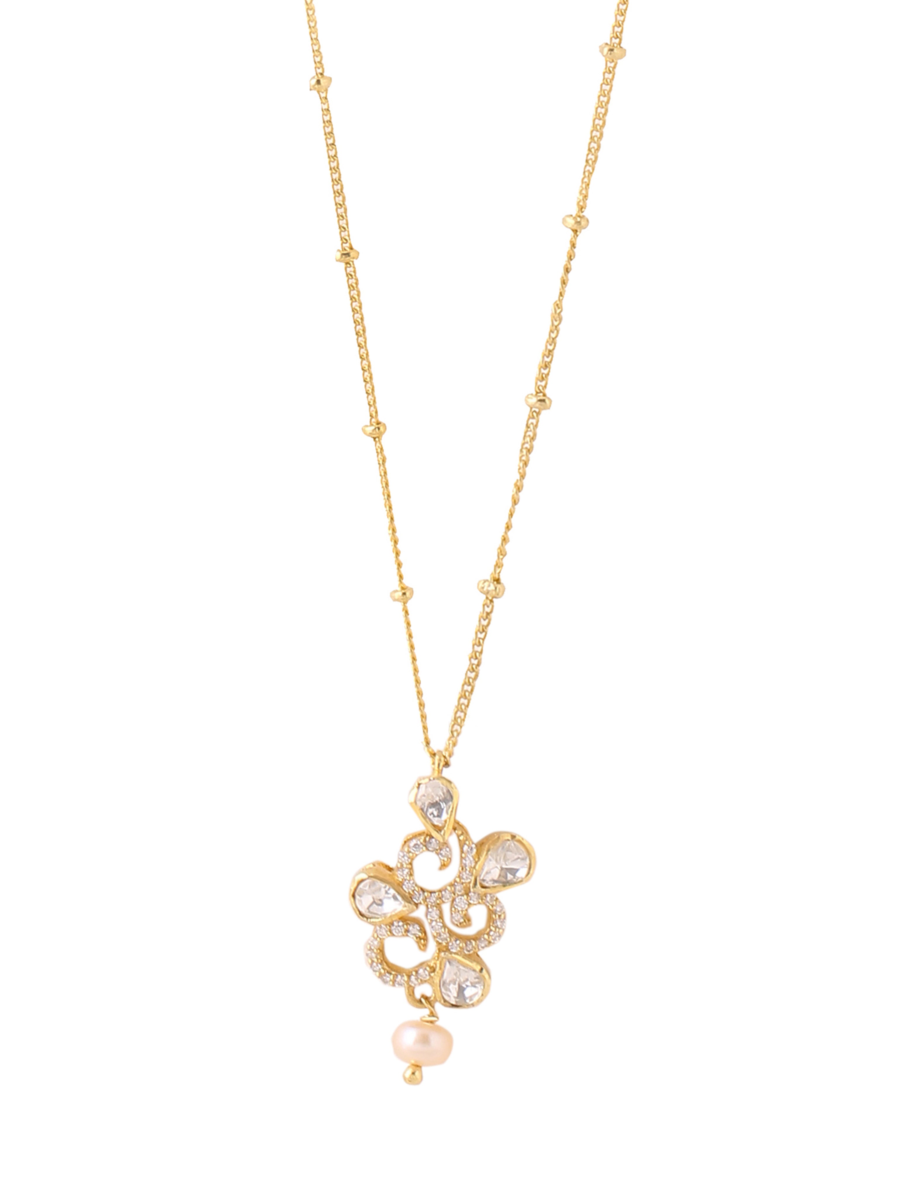 Classic Mughal-Inspired Gold Pendant - Kicky & Perky