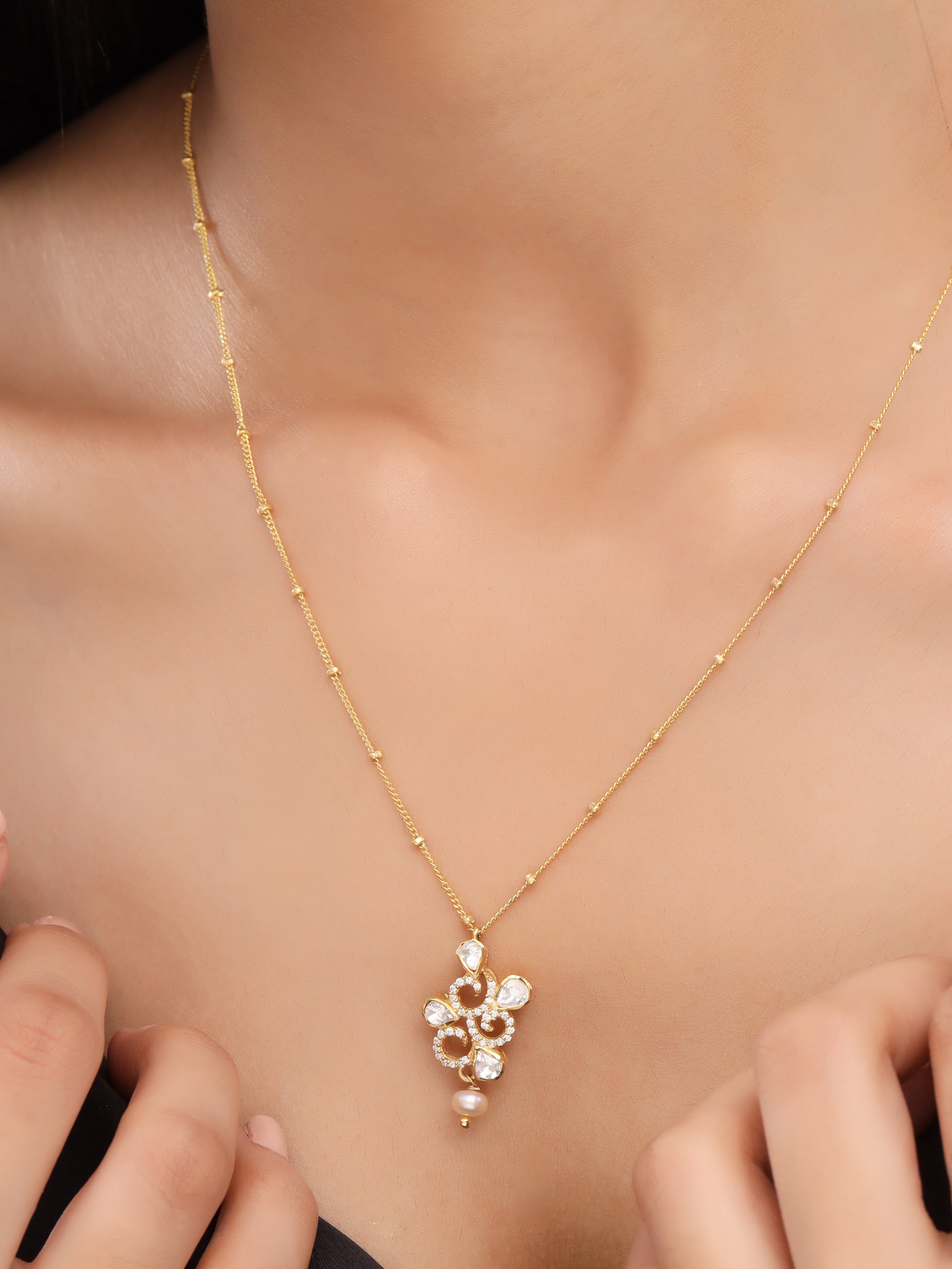 Classic Mughal-Inspired Gold Pendant - Kicky & Perky