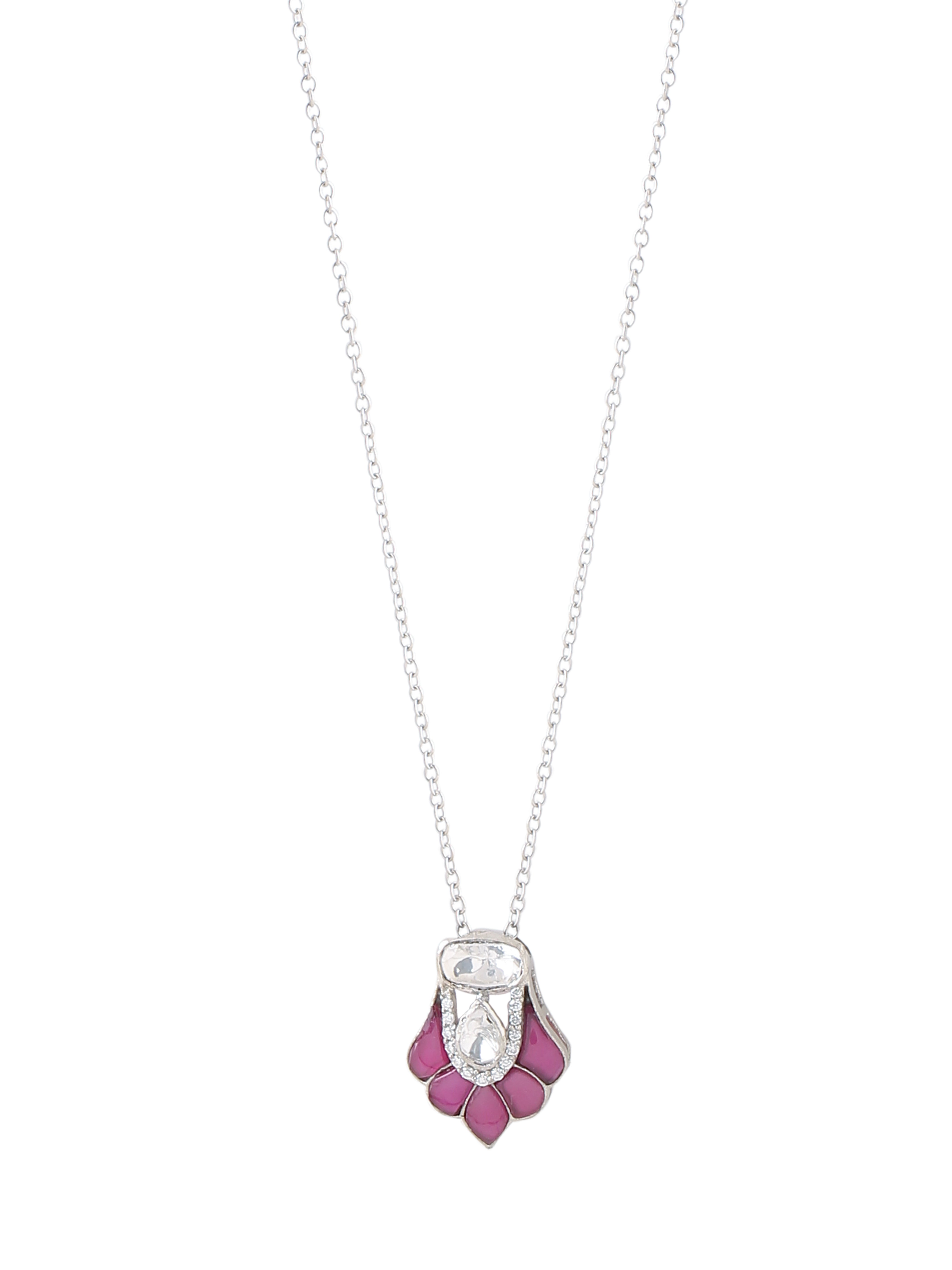 Royal Mughal-Inspired 925 Sterling Silver Moissanite Pendant For Women