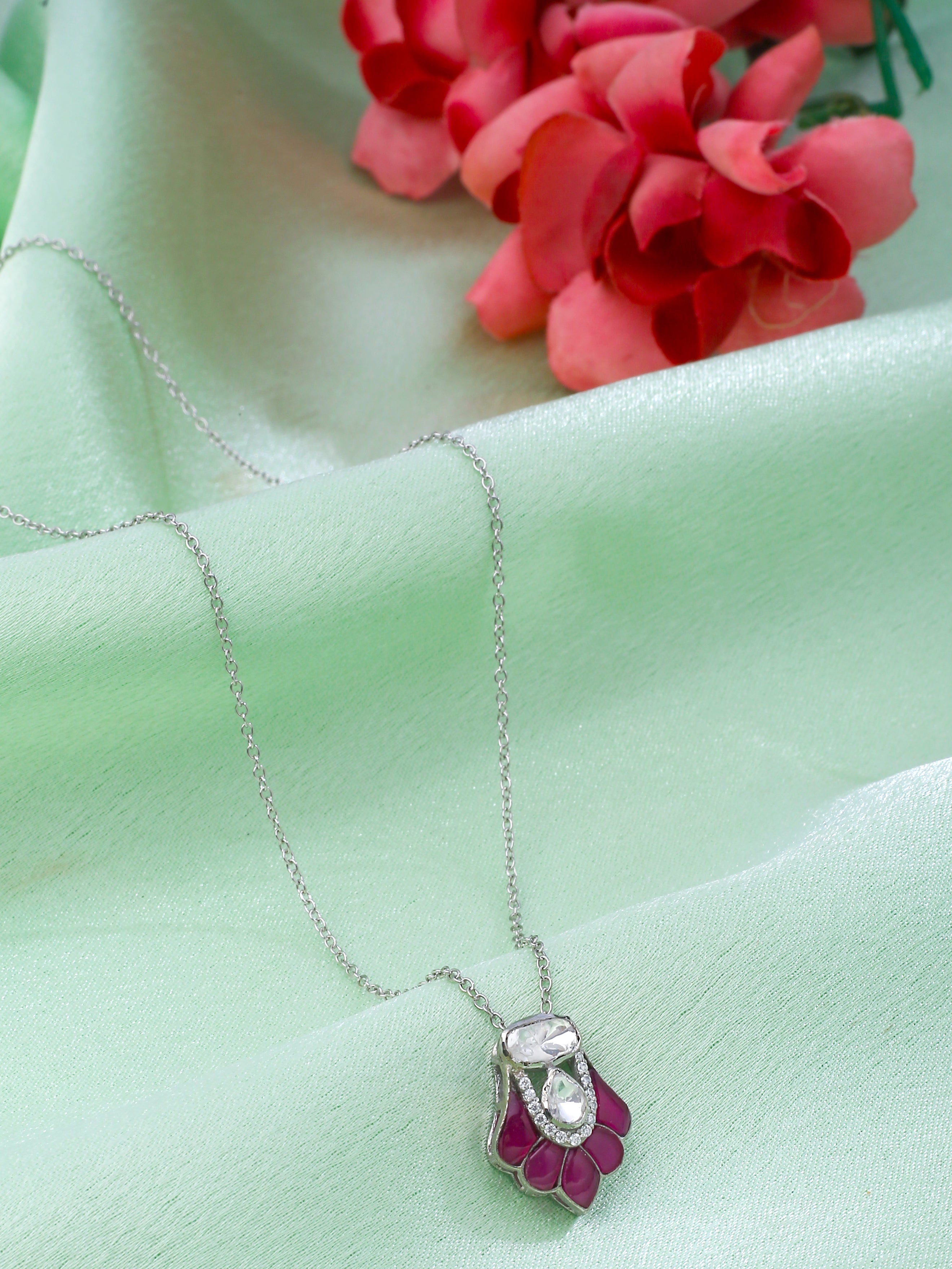 Royal Mughal-Inspired 925 Sterling Silver Moissanite Pendant For Women
