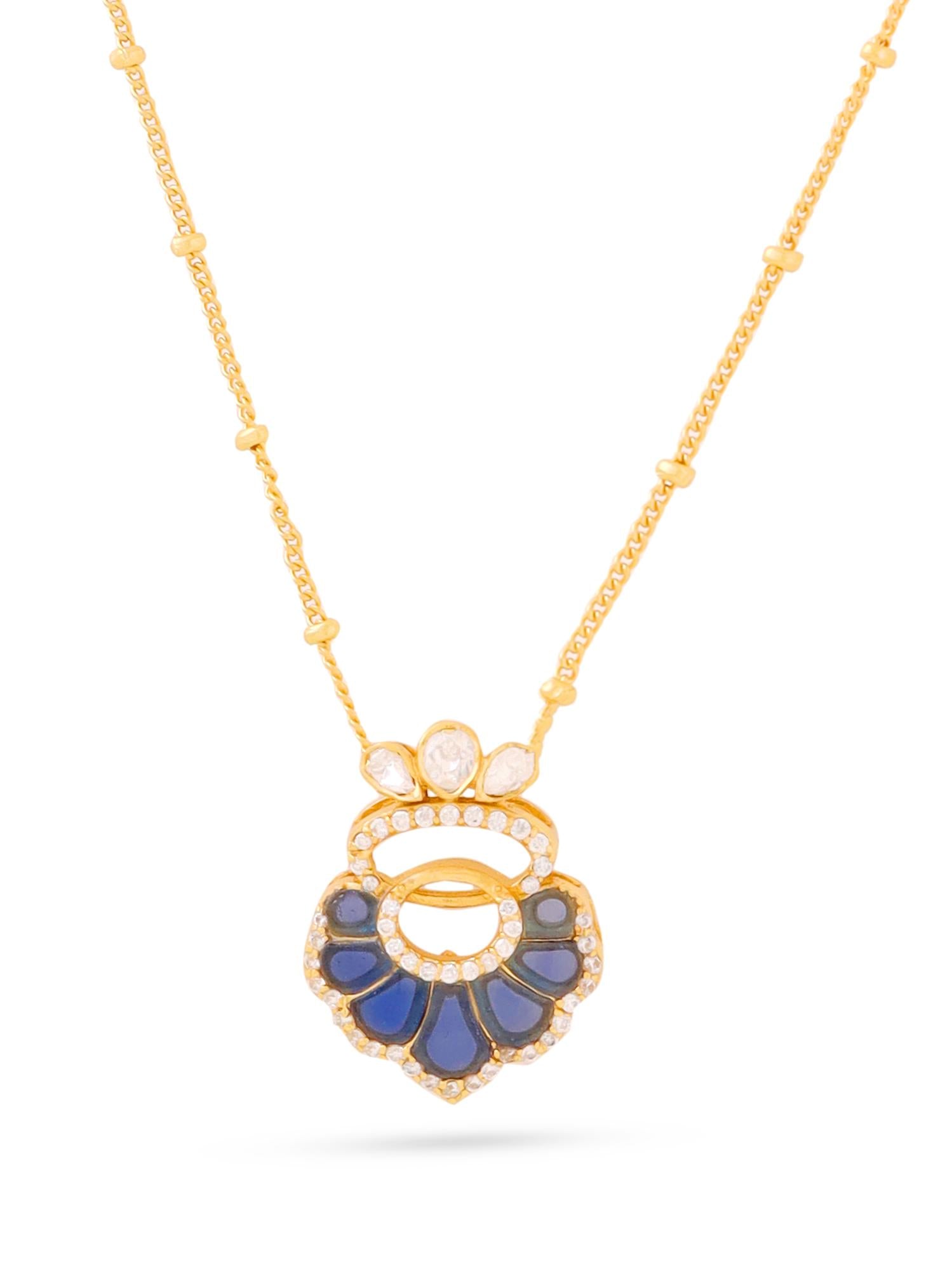 Floral Abstract Polki 925 Sterling Silver Pendant For Women