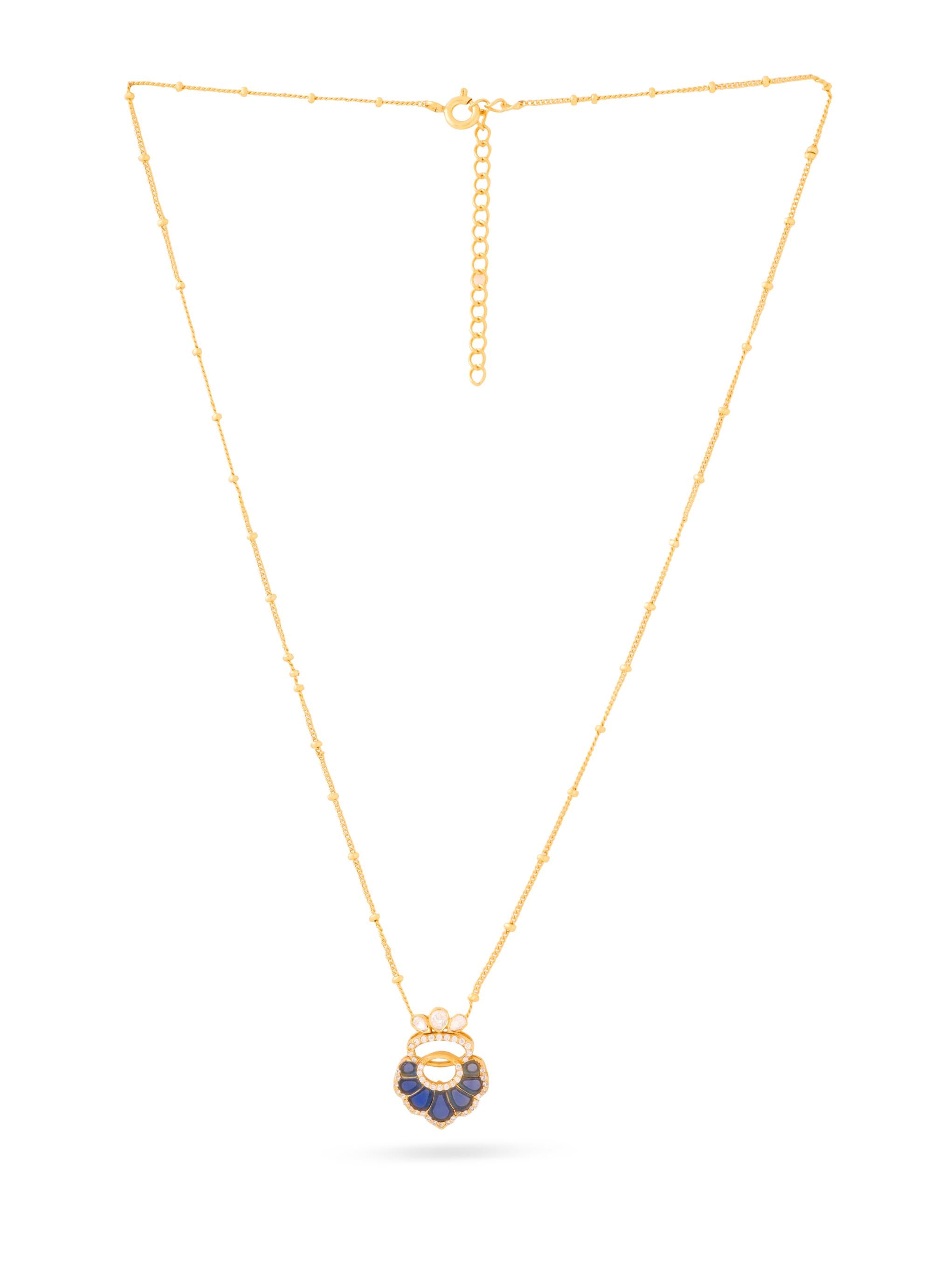 Floral Abstract Polki 925 Sterling Silver Pendant For Women