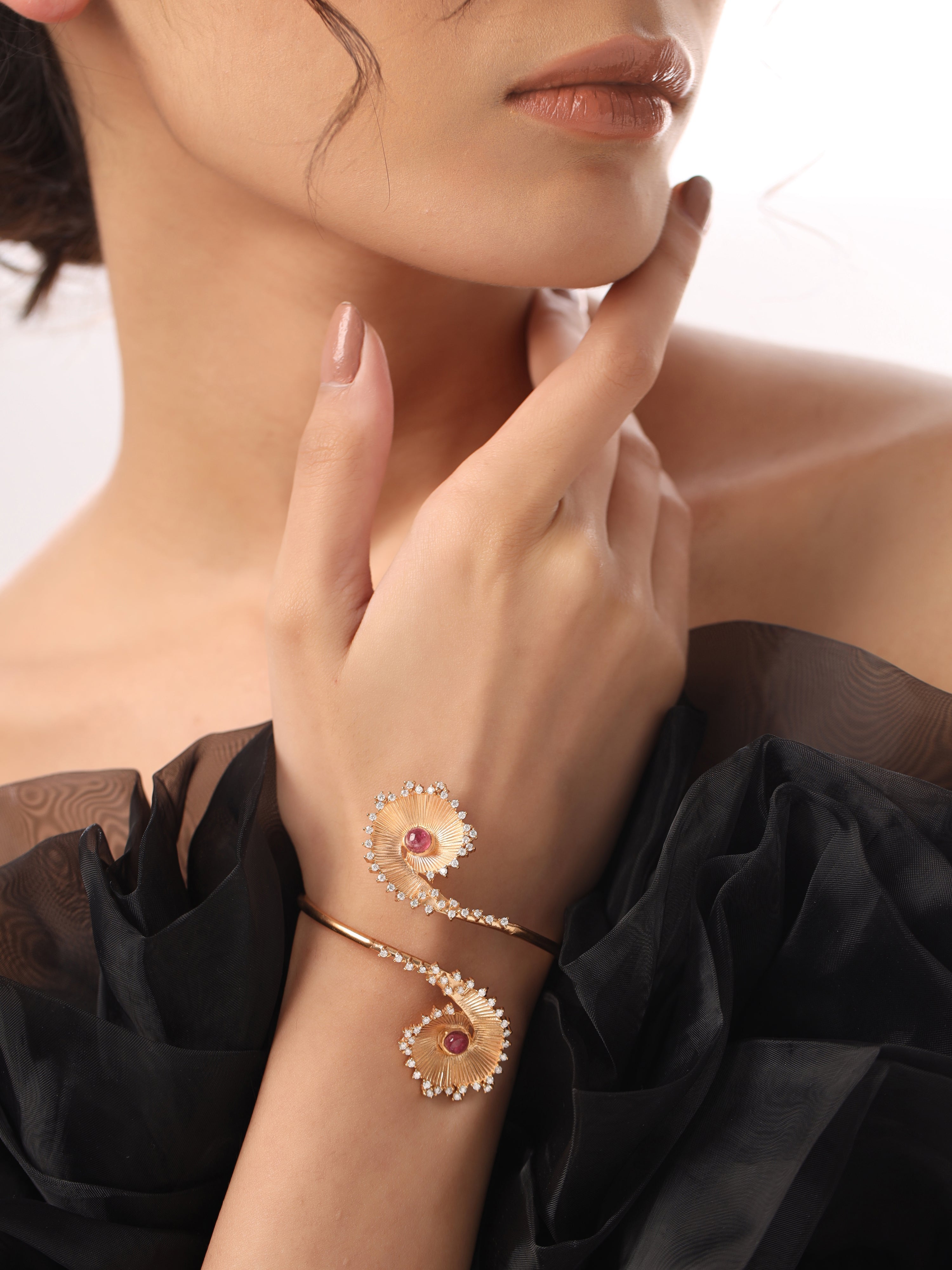 Moissanite and Pink Tourmaline Bracelet - Kicky & Perky