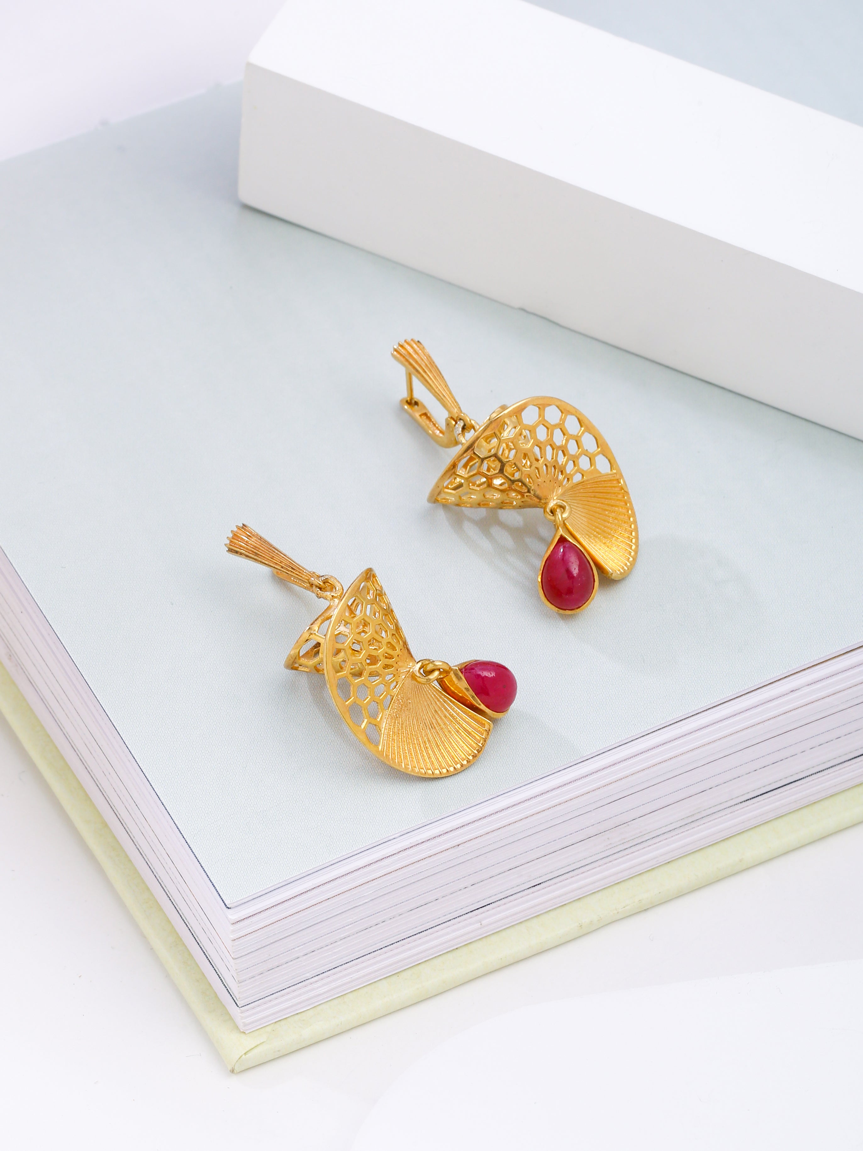 Curlicue Ruby Earrings - Frilluxe Collection - Kicky & Perky