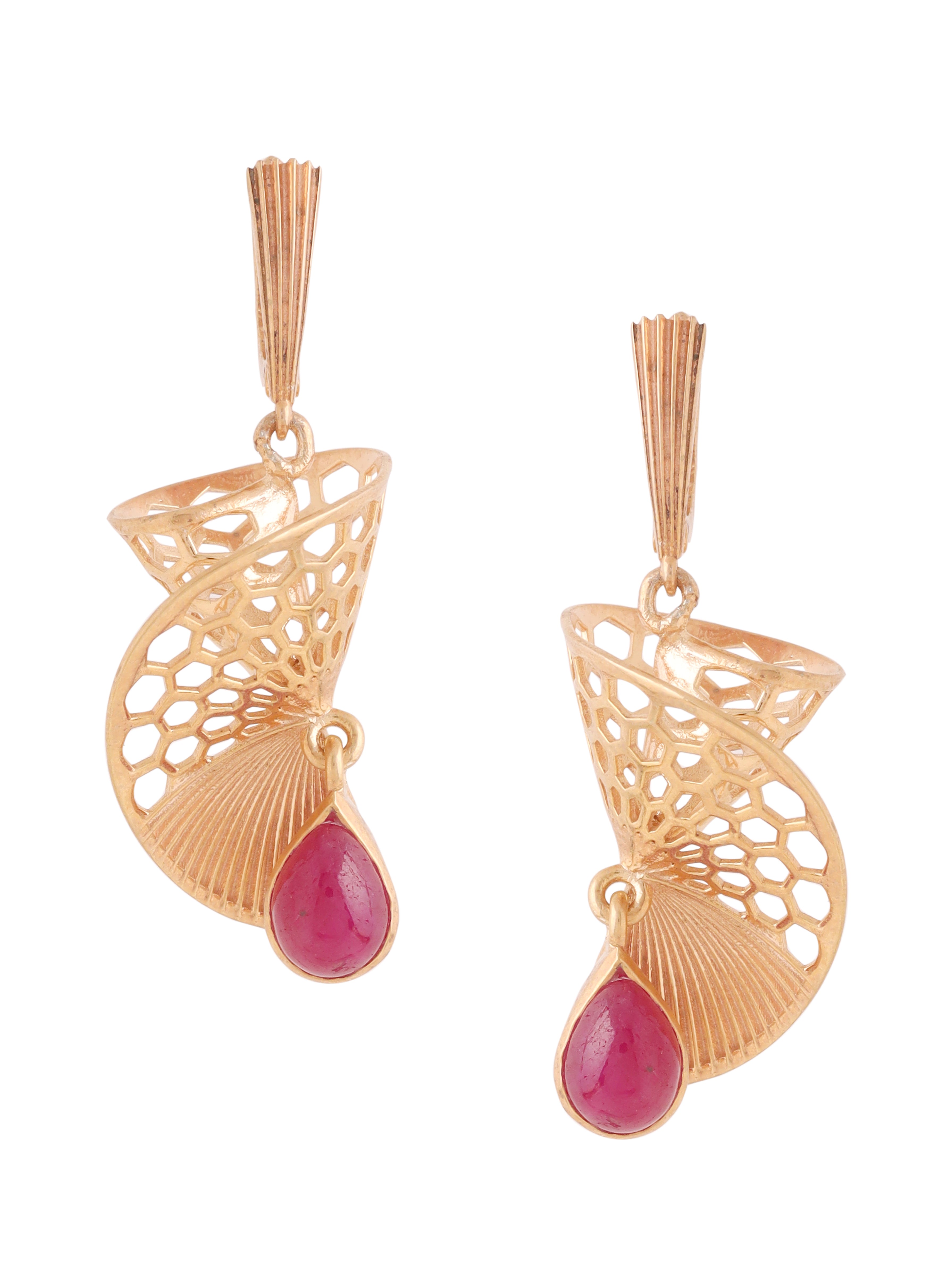 Curlicue Ruby Earrings - Frilluxe Collection - Kicky & Perky