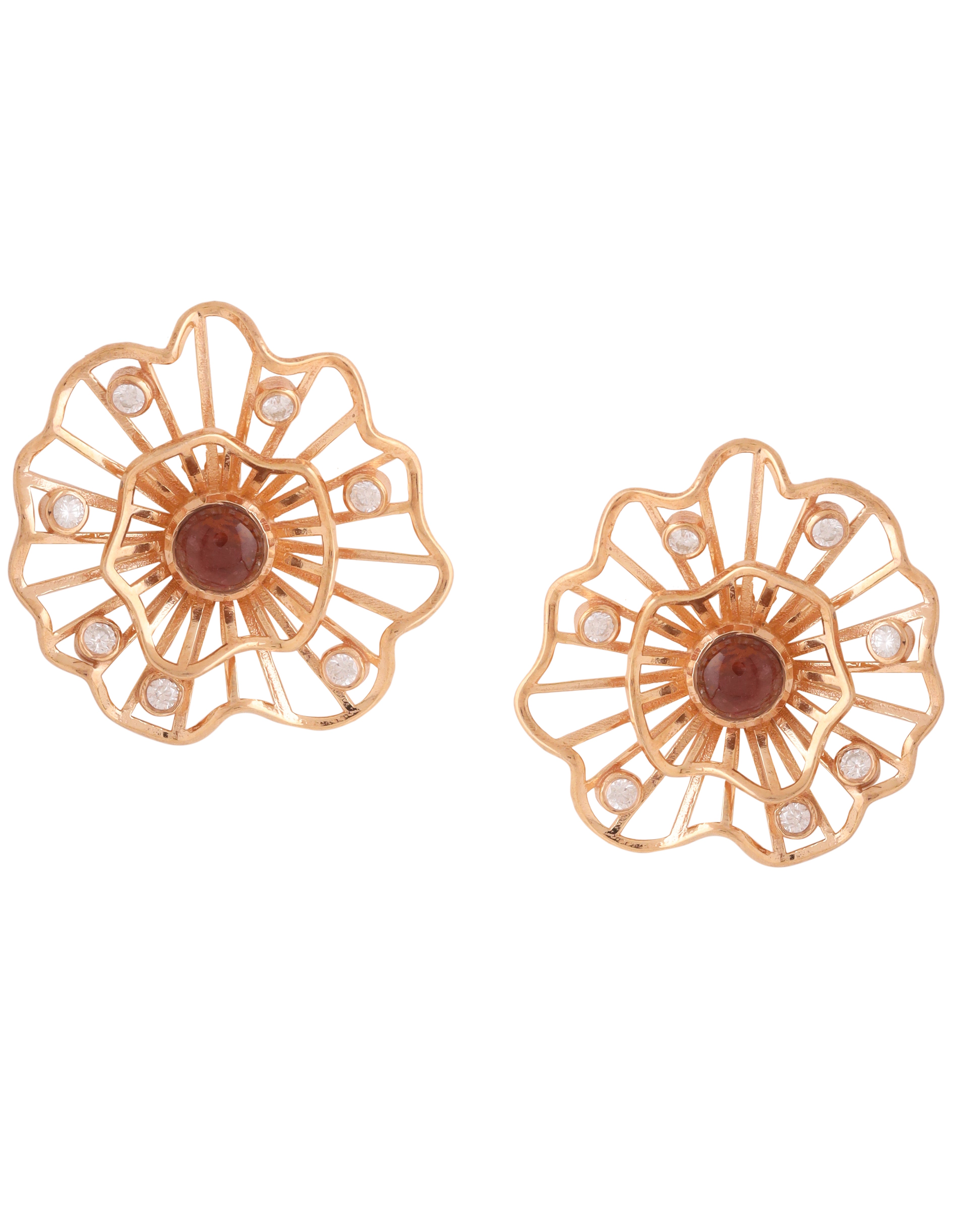 Flounce Rose Gold Earrings with Moissanite and Pink Tourmaline - Kicky & Perky
