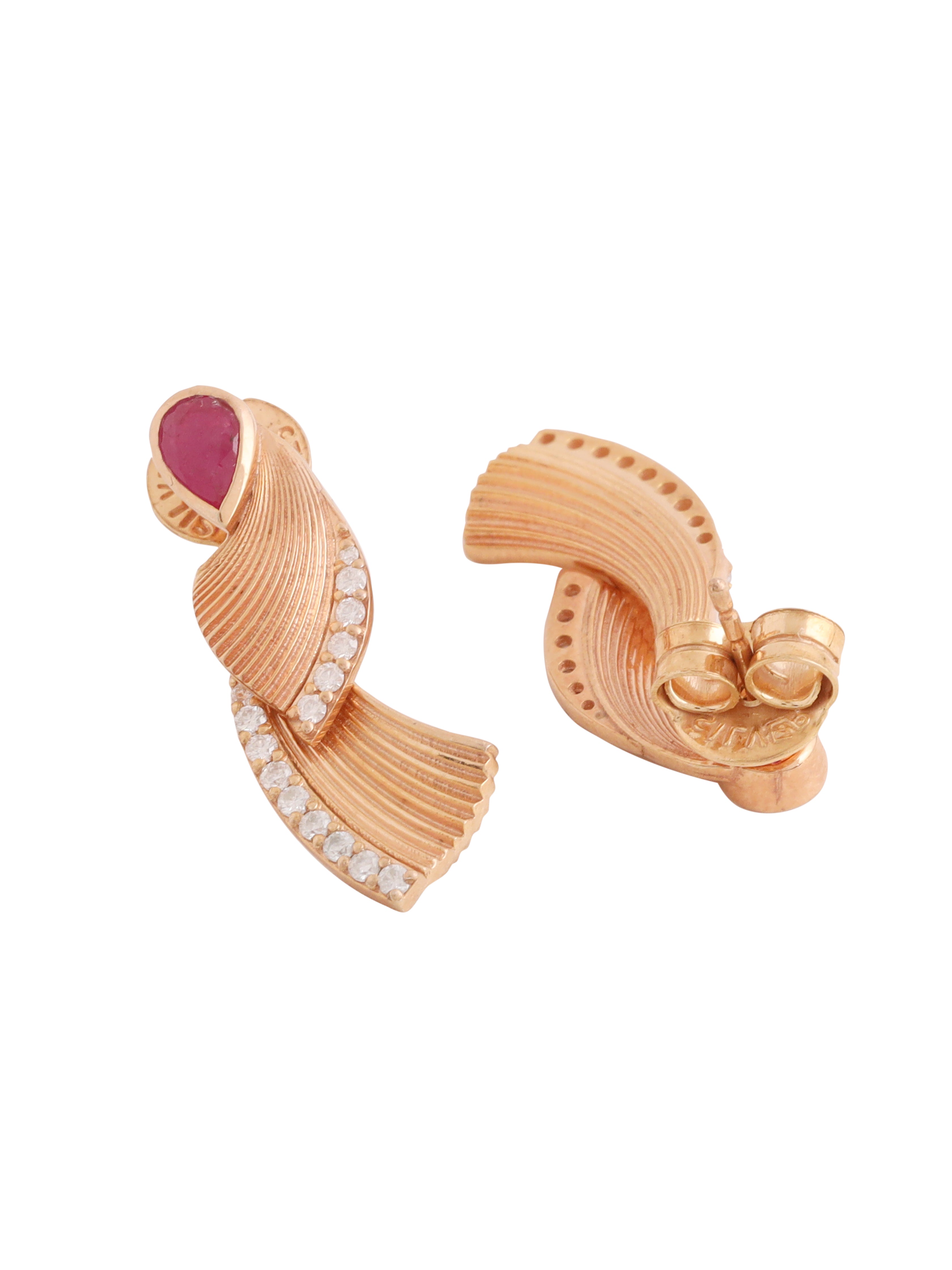 Moissanite and Ruby Drop Earrings - Kicky & Perky