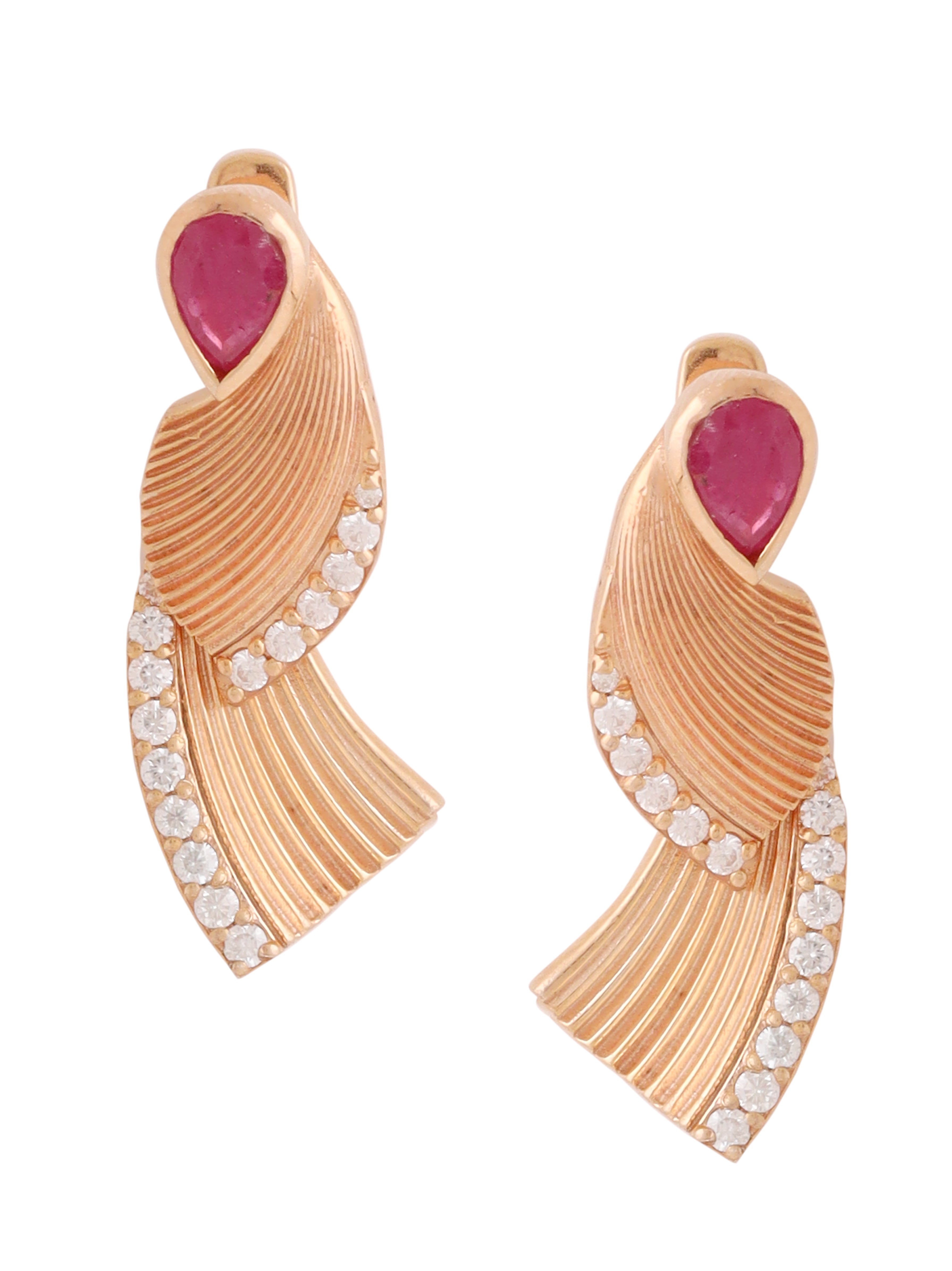 Moissanite and Ruby Drop Earrings - Kicky & Perky
