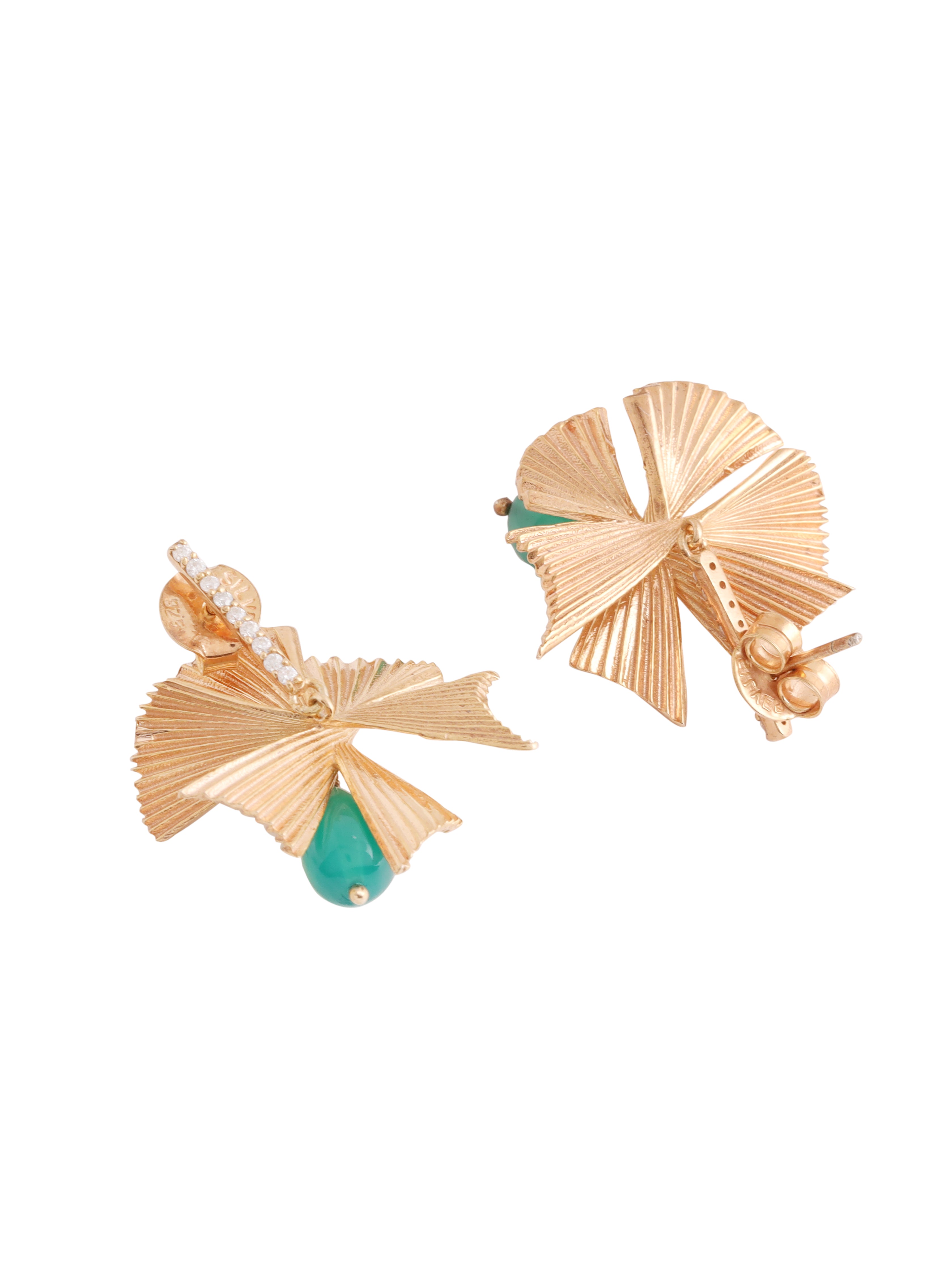Moissanite and Green Onyx Drop Earrings - Kicky & Perky