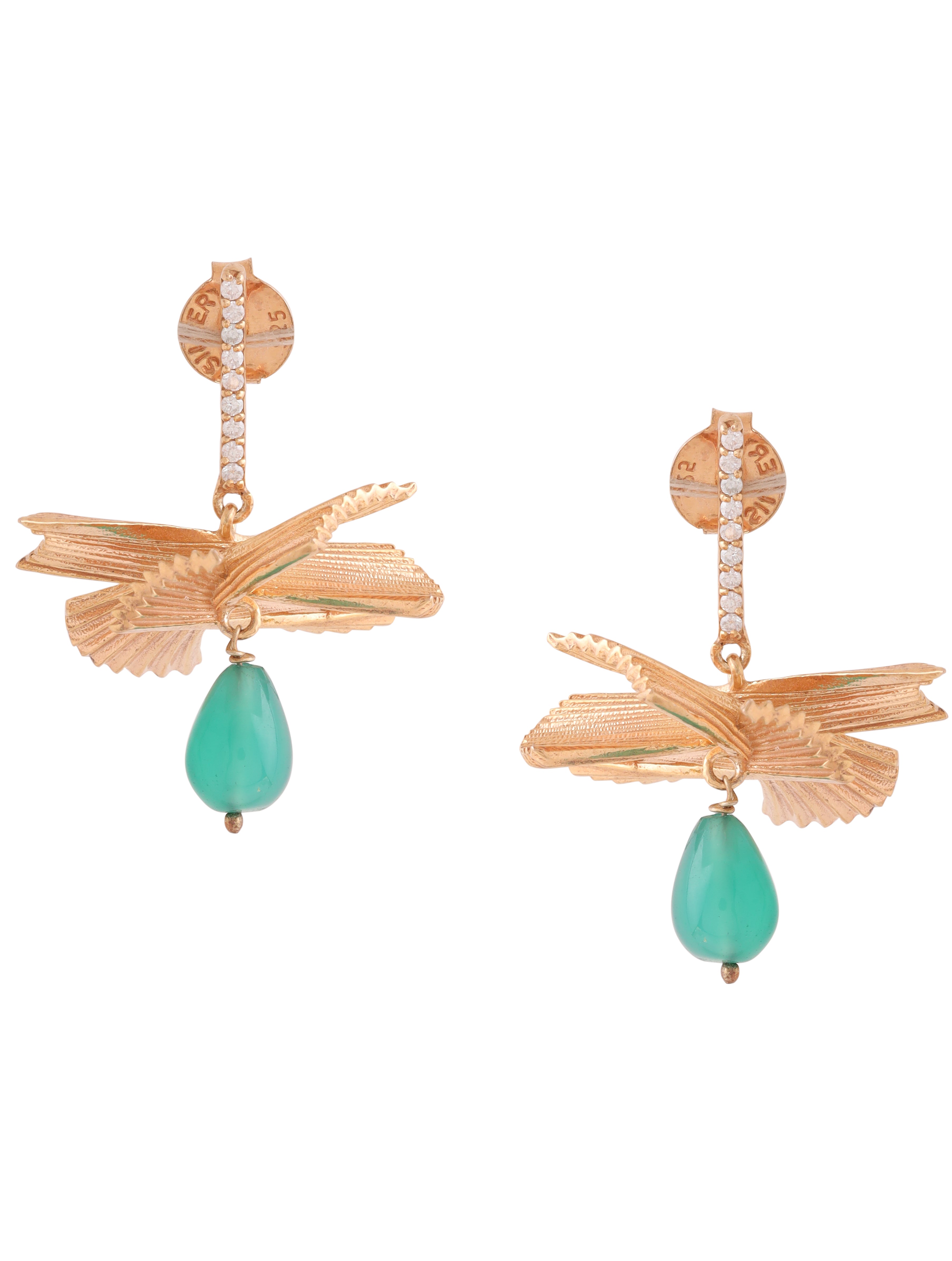 Moissanite and Green Onyx Drop Earrings - Kicky & Perky