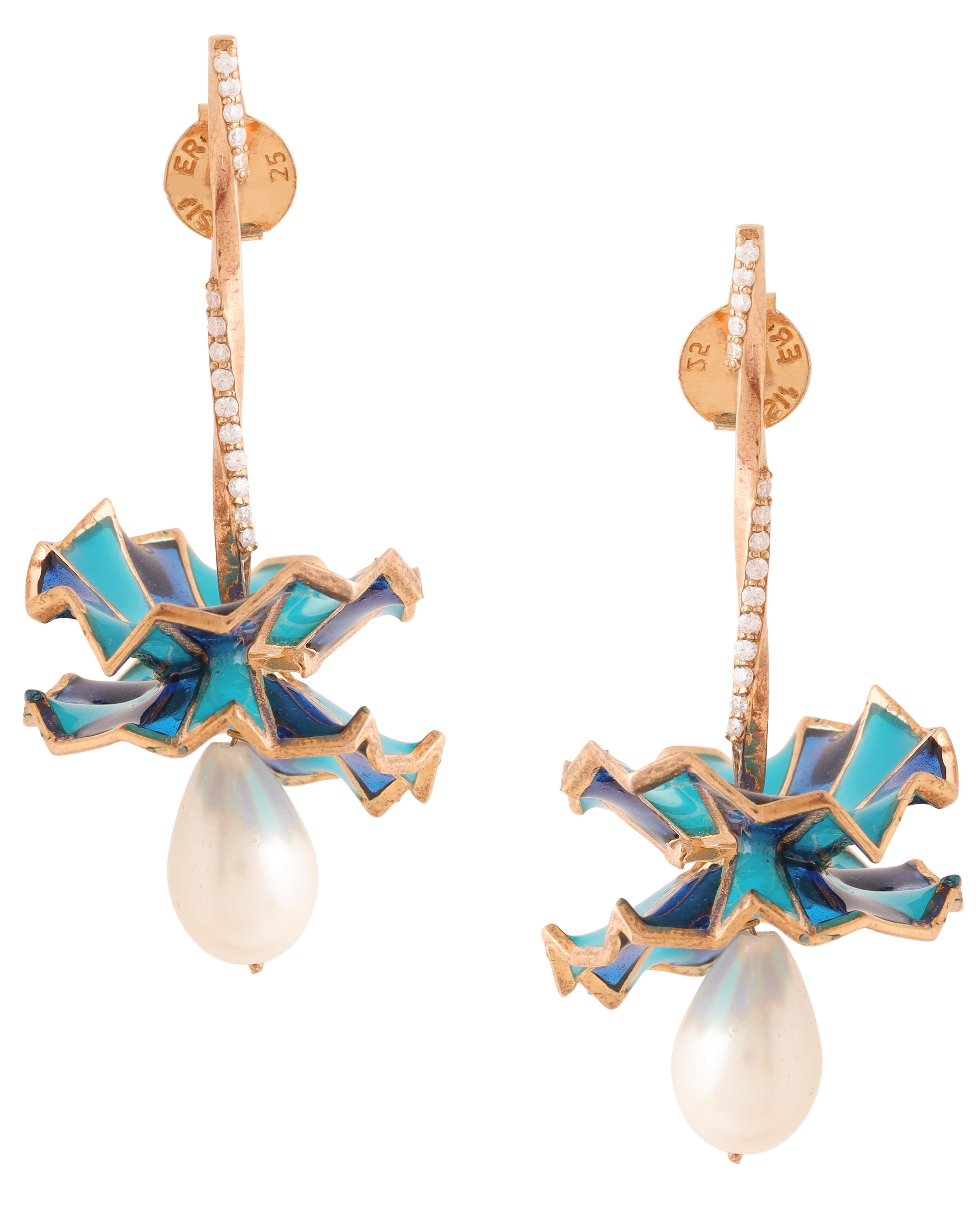 Moissanite and Pearl Drop Earrings - Kicky & Perky