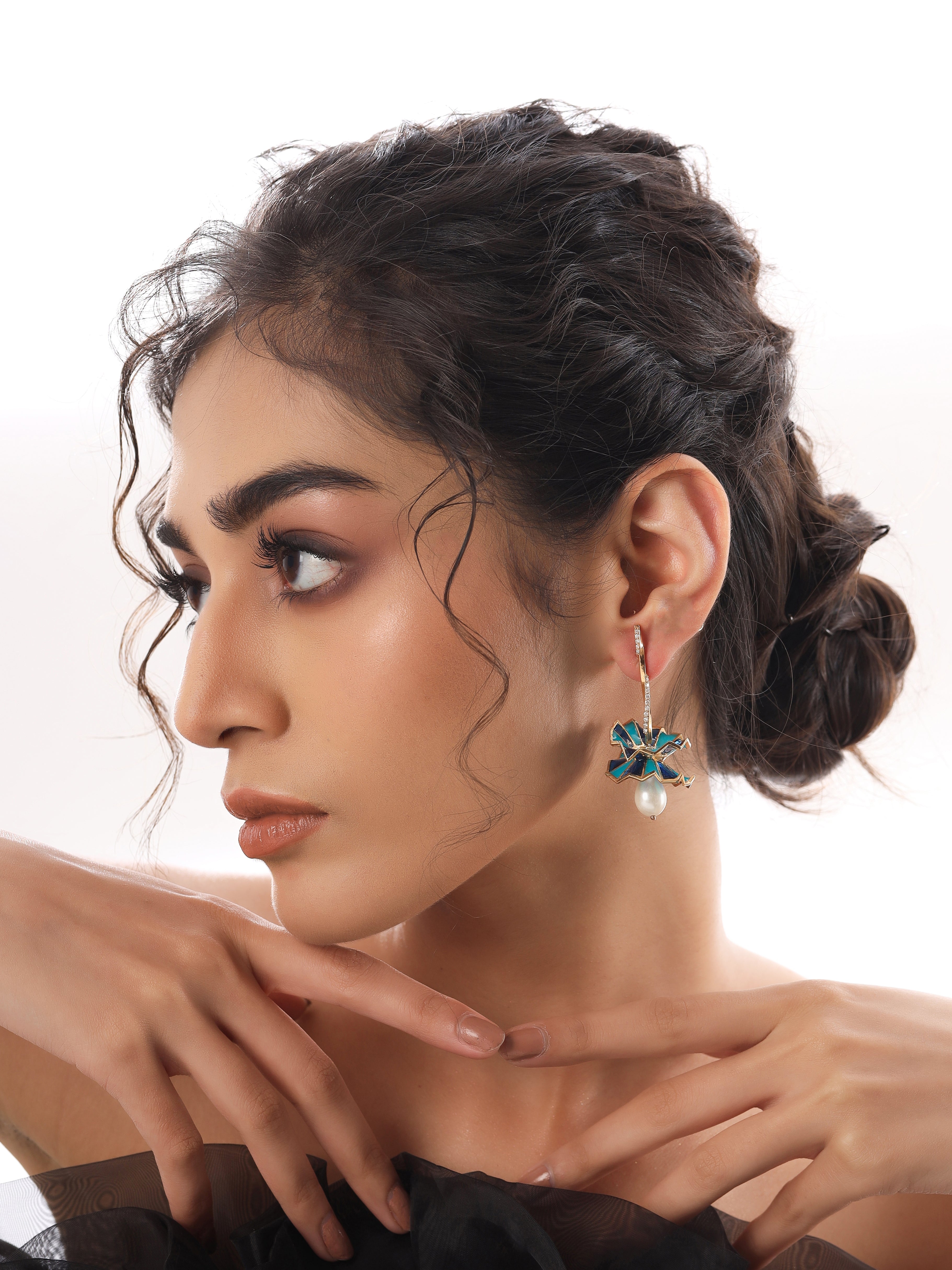 Moissanite and Pearl Drop Earrings - Kicky & Perky