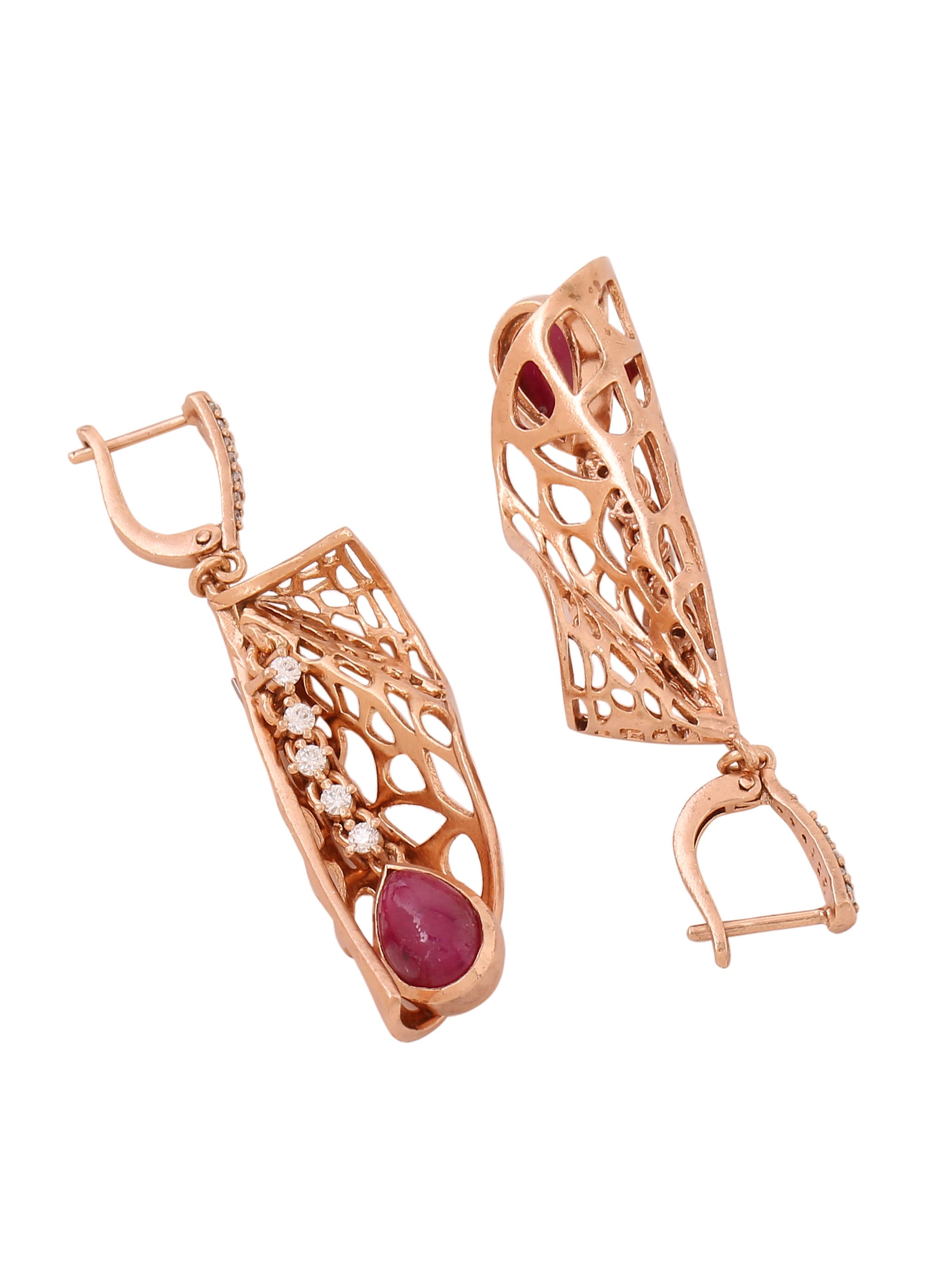 Moissanite and Ruby Enchanted Cascade Earrings - Kicky & Perky