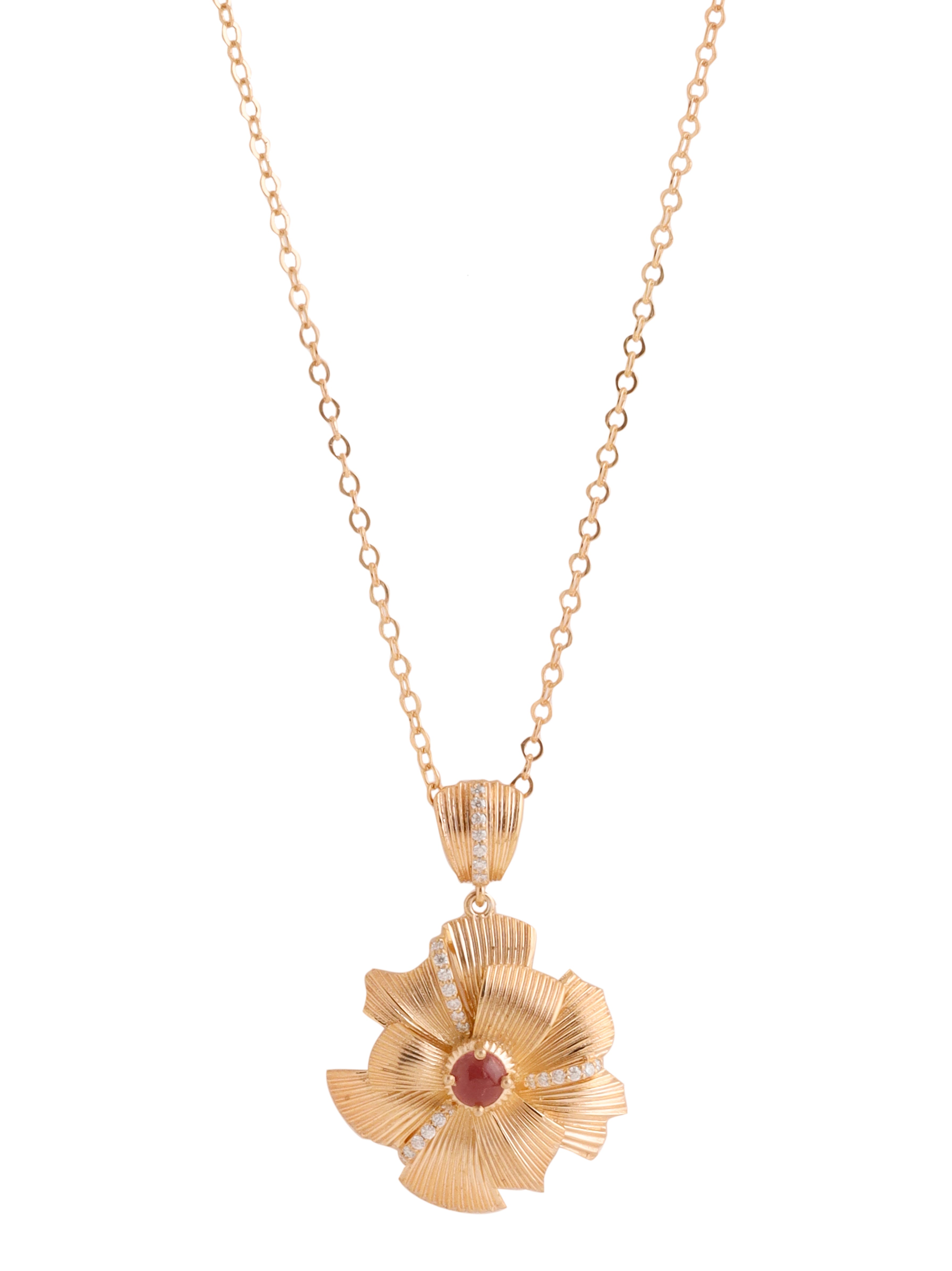 Eleganza Blossom Pendant with Moissanite and Pink Tourmaline - Kicky & Perky