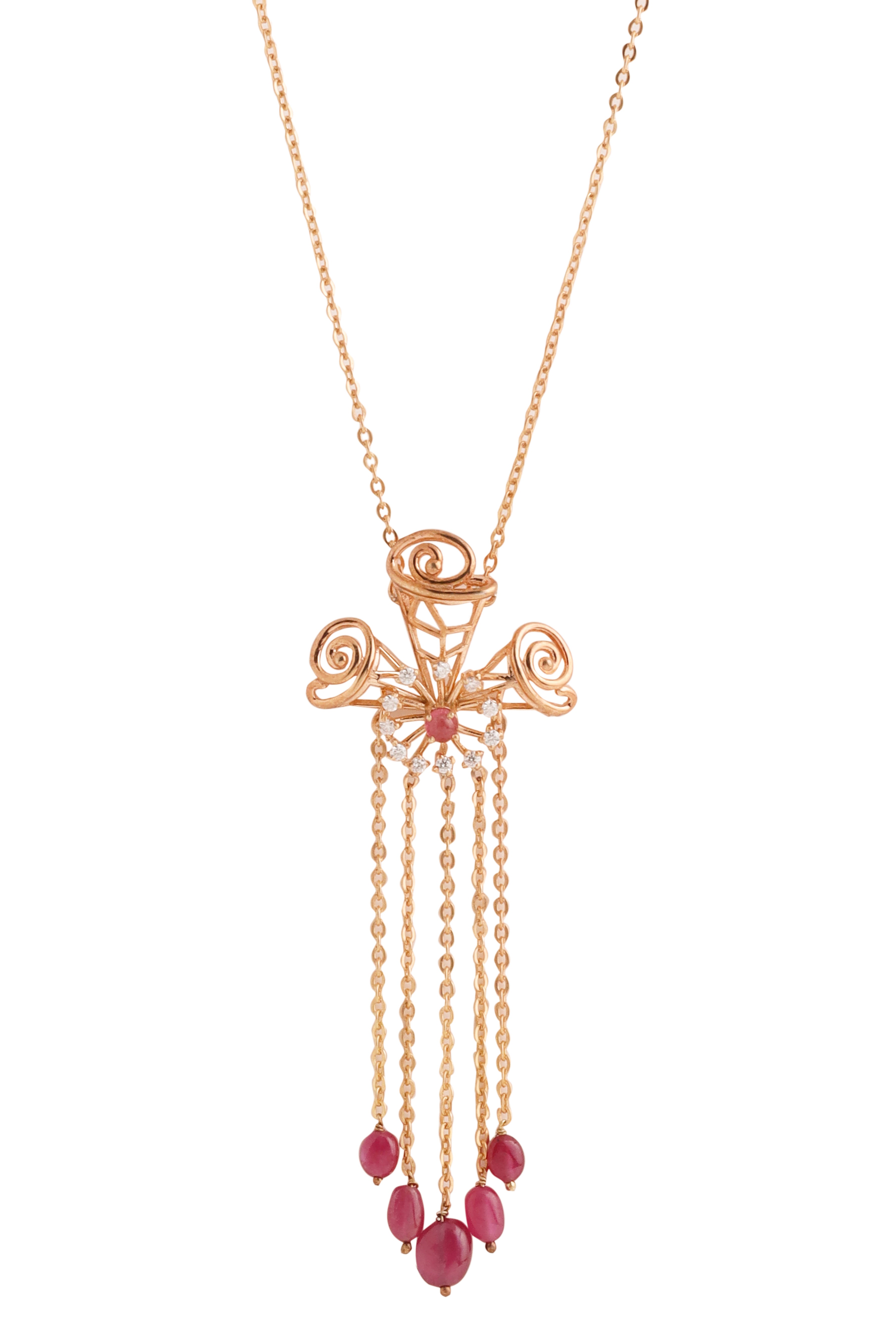 Ruby and Moissanite Oval Pendant - Kicky & Perky