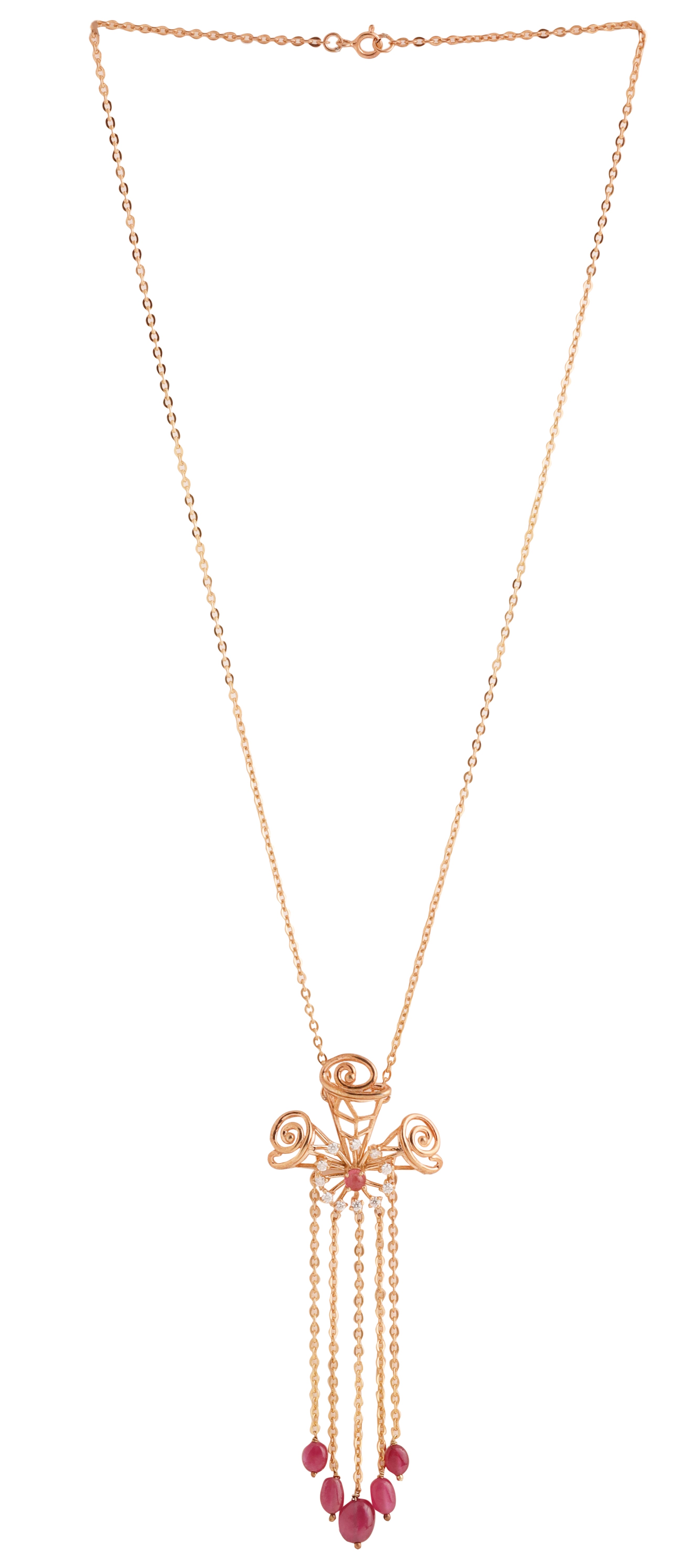 Ruby and Moissanite Oval Pendant - Kicky & Perky