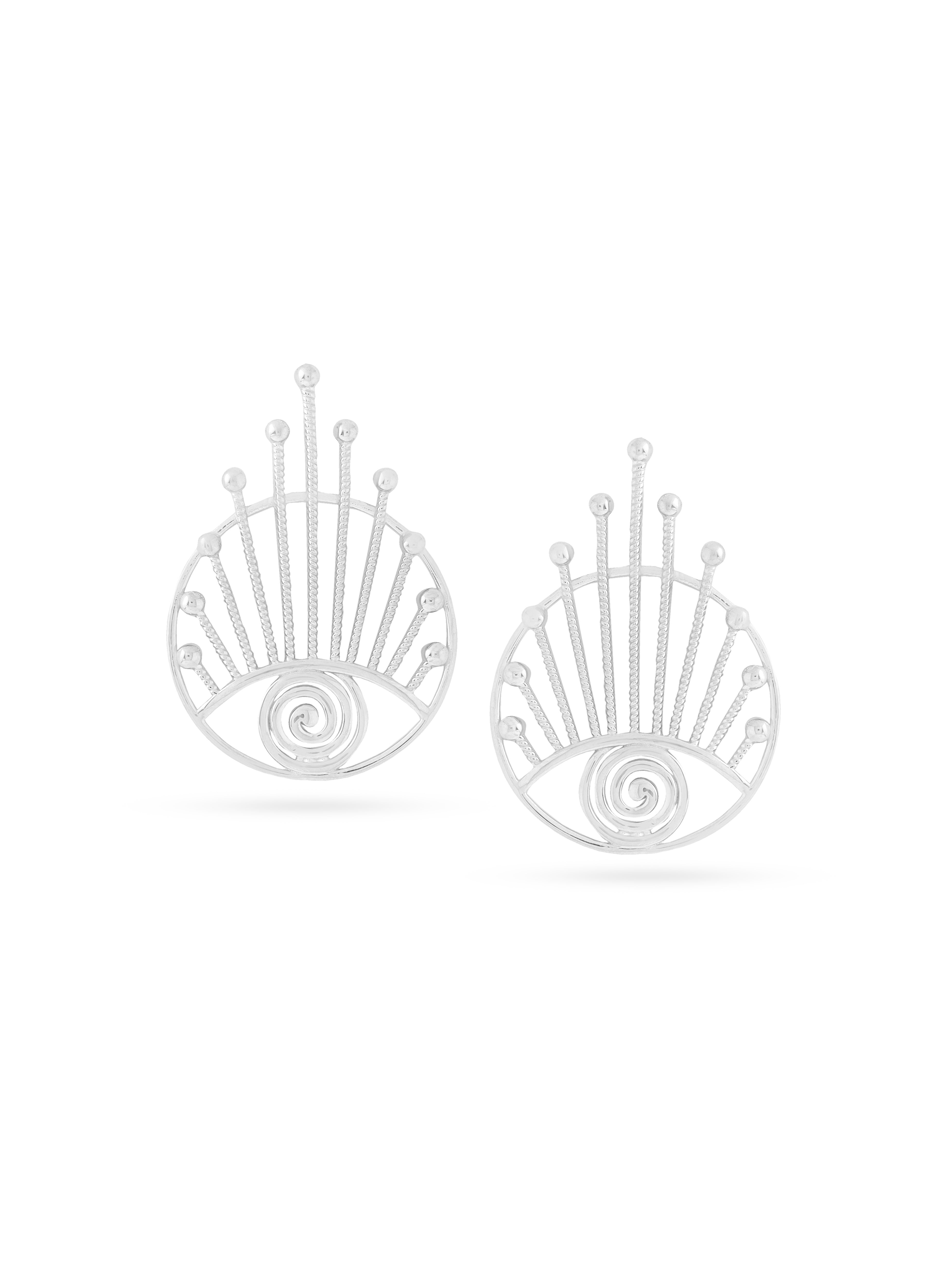 Lumina Rhodium Evil Eye 925 Sterling Silver Earrings For Women