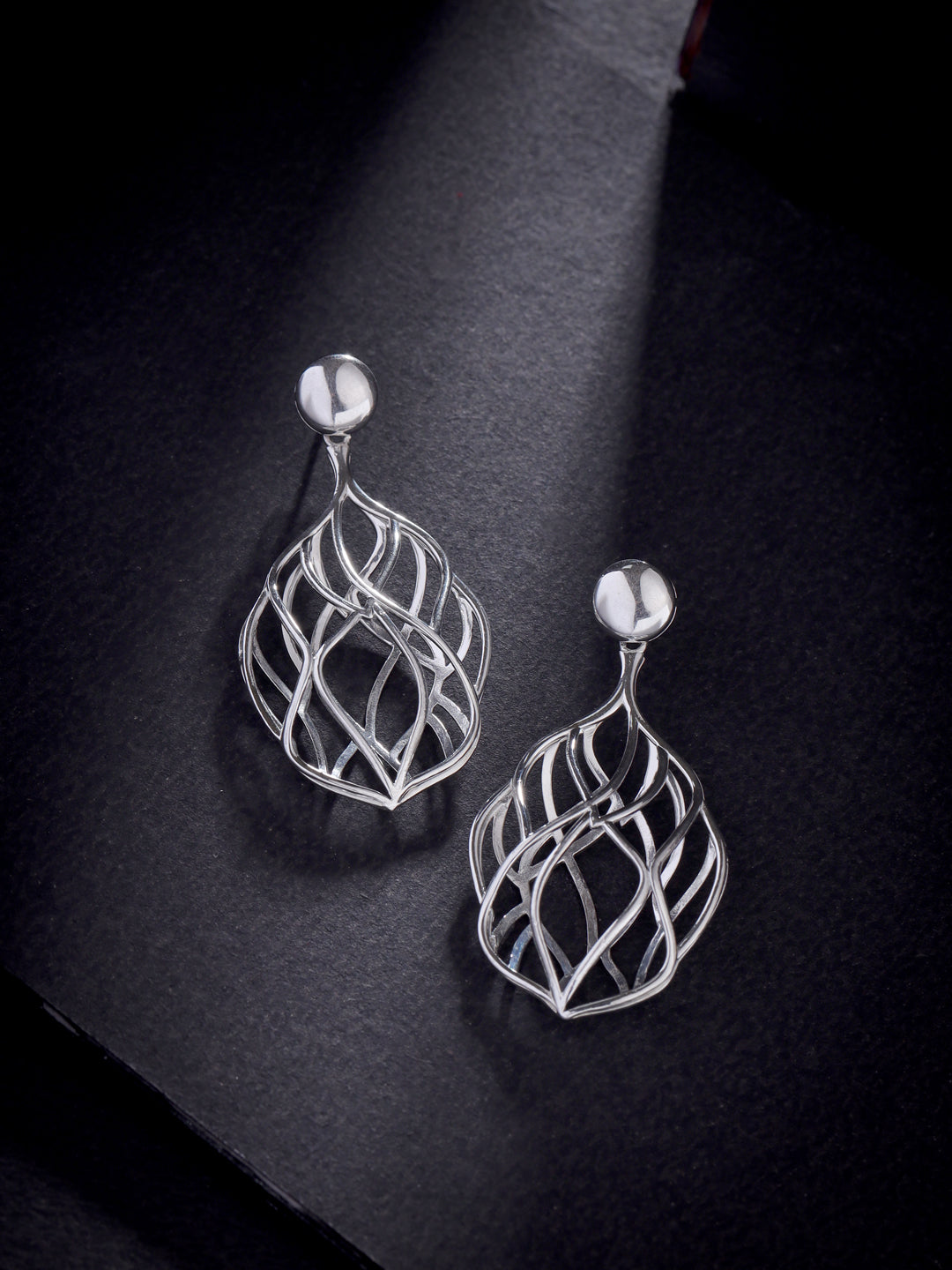 Rhodium Jali Design Lumina Collection Earrings