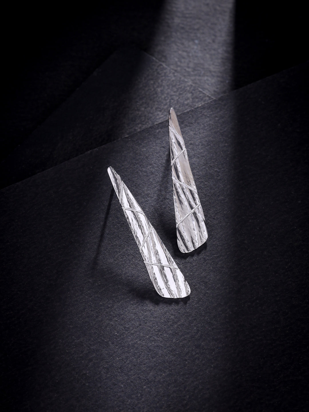 Lumina Rhodium Coated Textural 925 Sterling Silver Earrings For Women