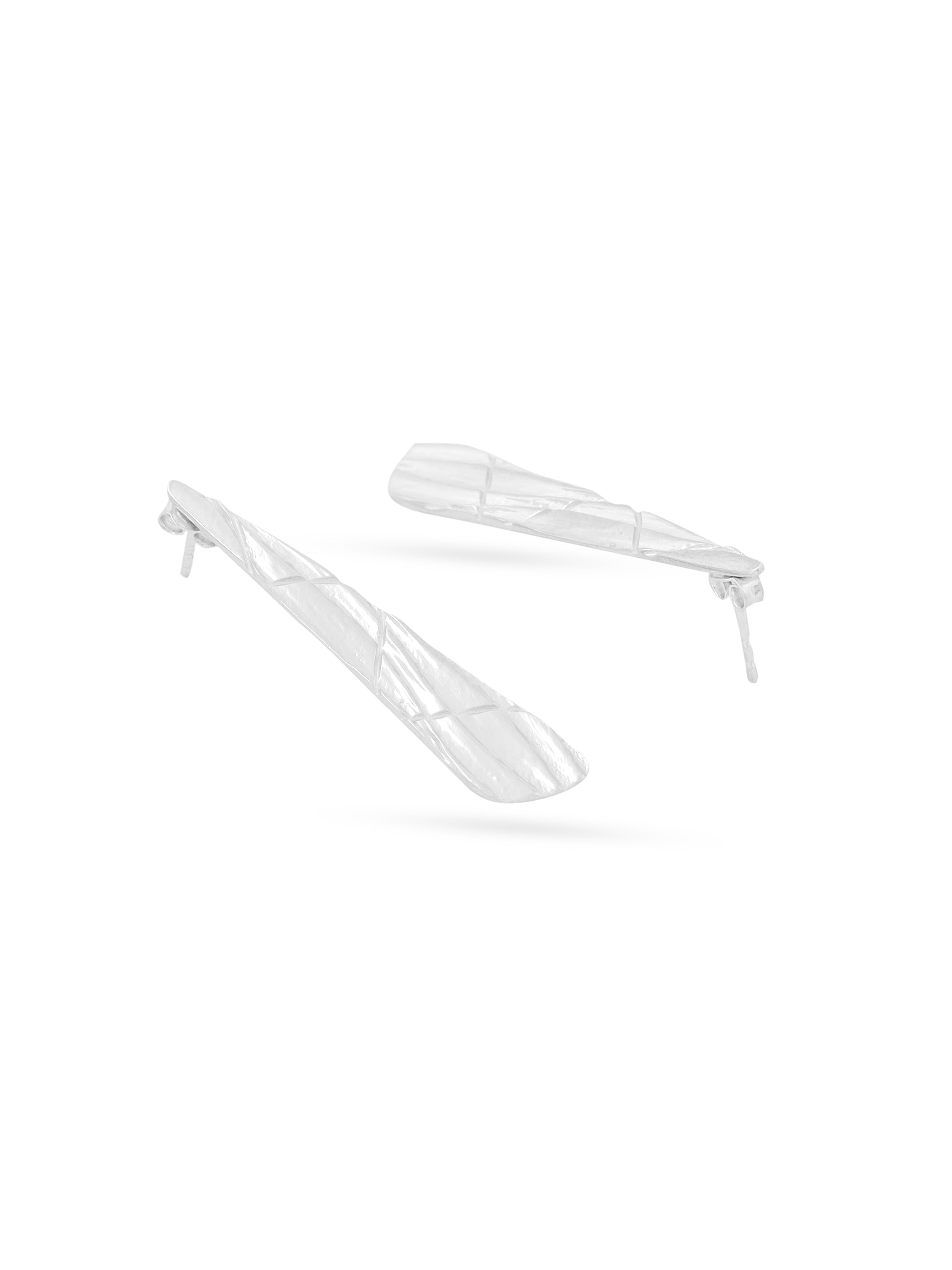 Lumina Rhodium Coated Textural 925 Sterling Silver Earrings For Women