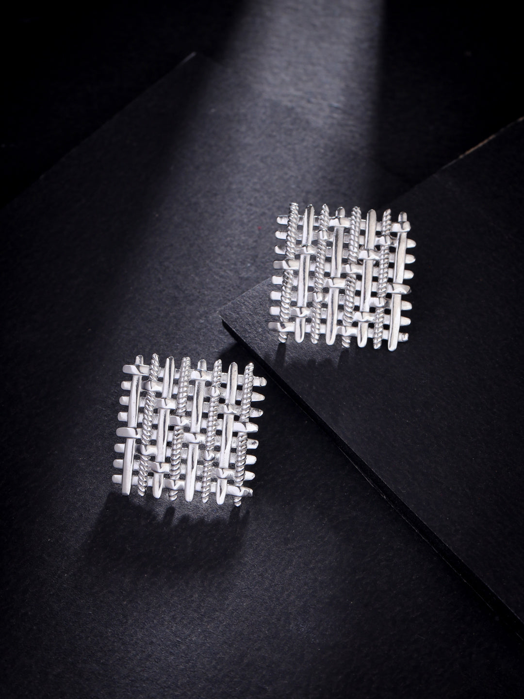 Lumina Rhodium Plated Weaved 925 Sterling Silver Earrings For Women