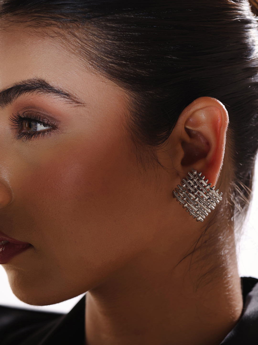 Lumina Rhodium Plated Weaved 925 Sterling Silver Earrings For Women