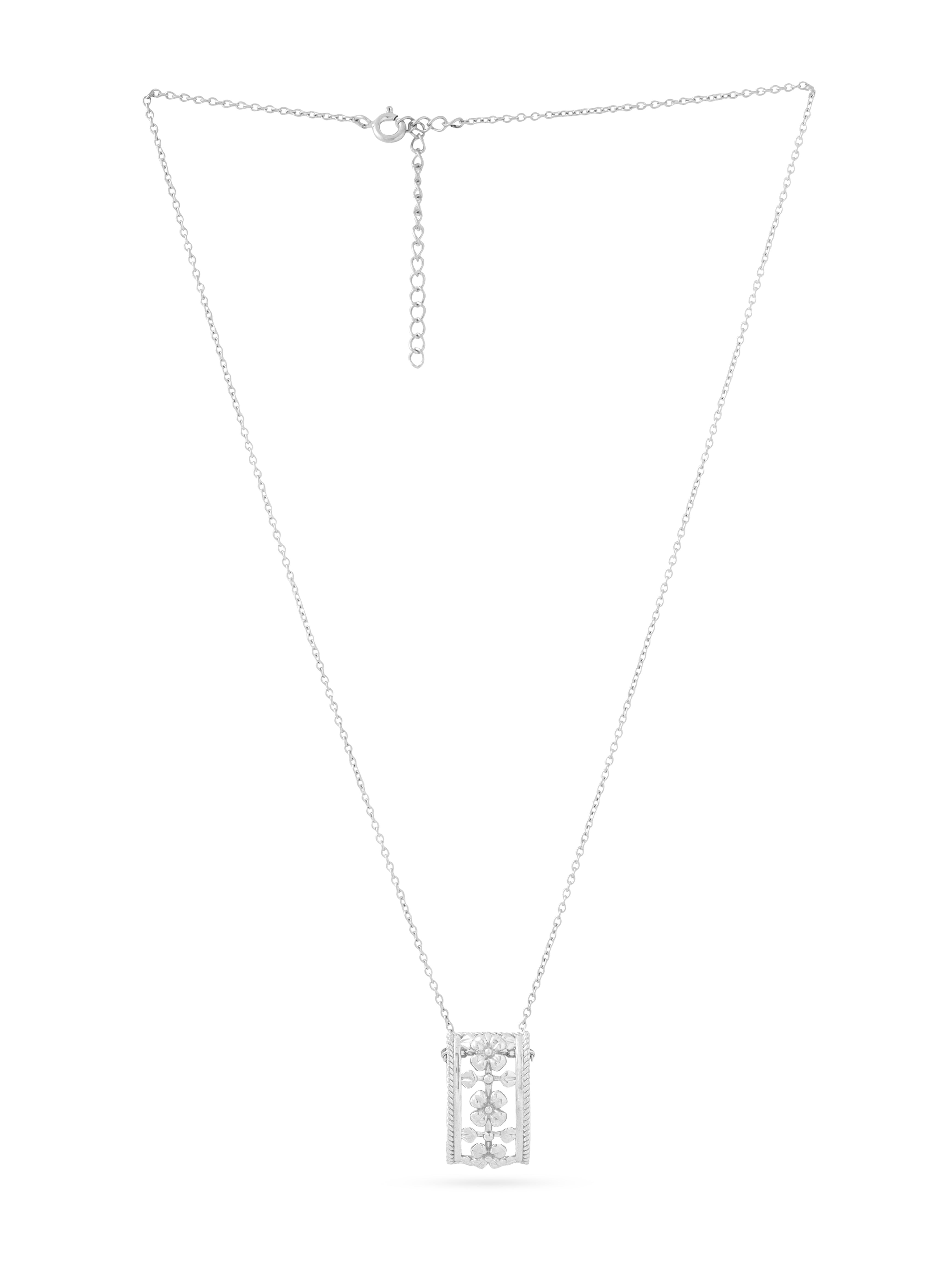 Lumina Rhodium Modern Floral 925 Sterling Silver Pendant For Women