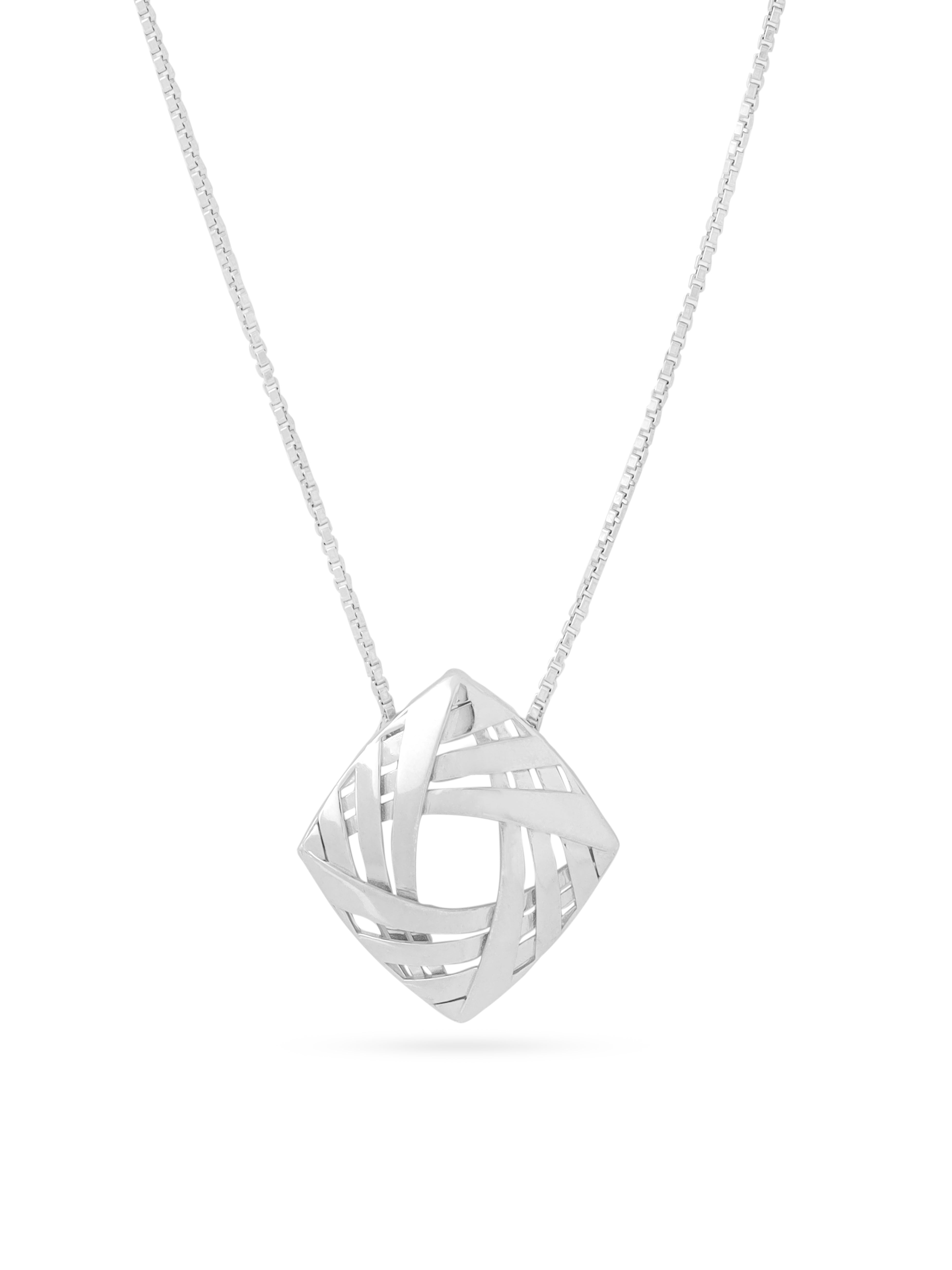 Lumina Rhodium Plated Weaving Design 925 Sterling Silver Pendant For Women